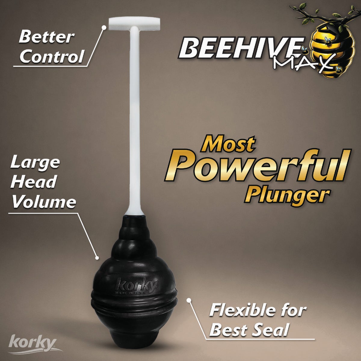Korky Flexible Bellowed Head 6.5" Toilet Plunger Image 3