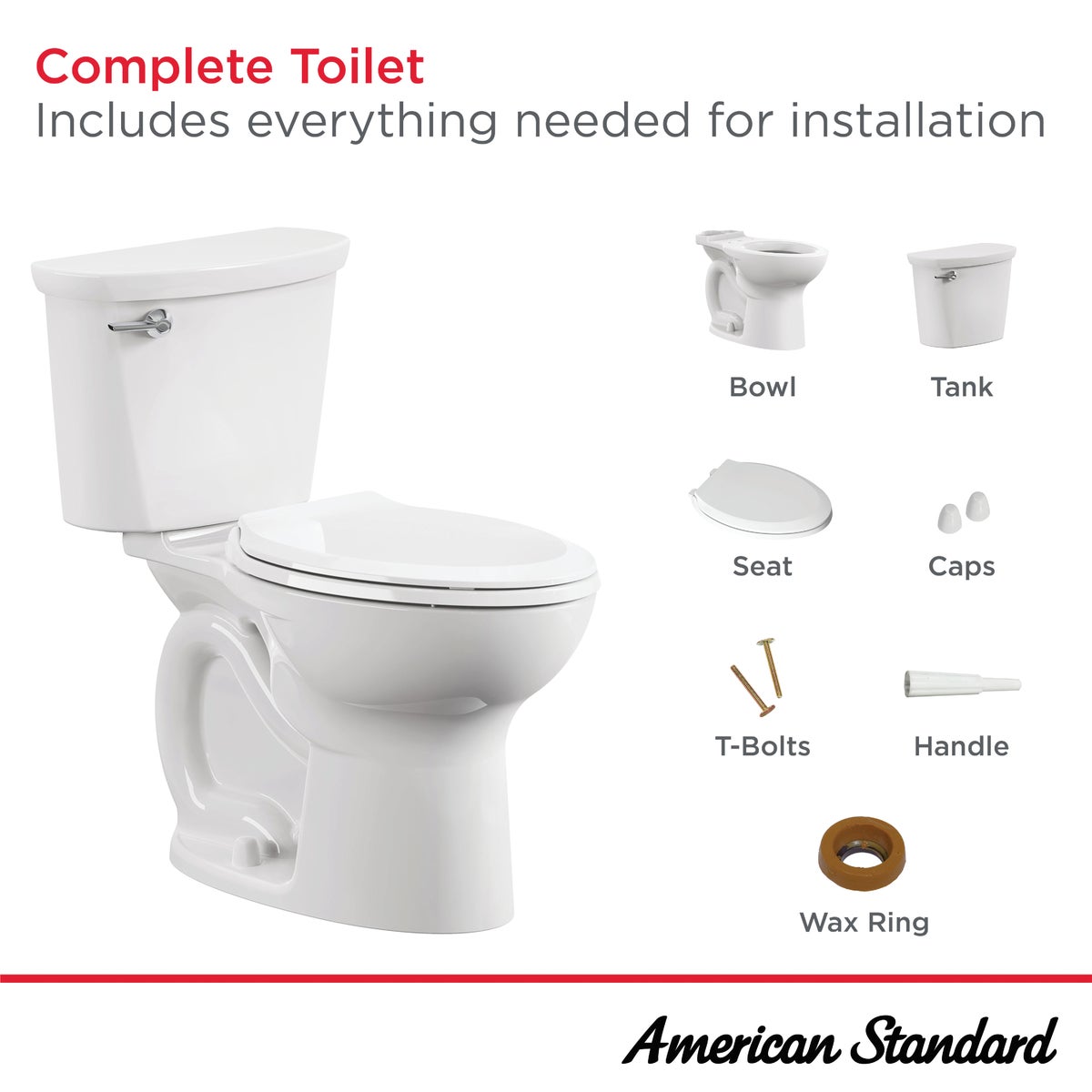 American Standard Cadet 10 In. Rough-In White Chair Height Elongated Bowl 1.28 GPF Toilet Image 6