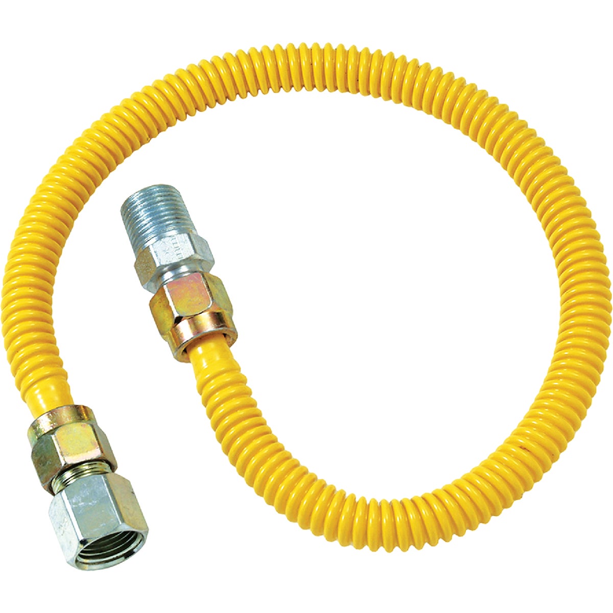 Dormont 1/2 In. OD x 18 In. Coated Stainless Steel Gas Connector, 1/2 In. FIP x 1/2 In. MIP (Tapped 3/8 In. FIP) Image 1