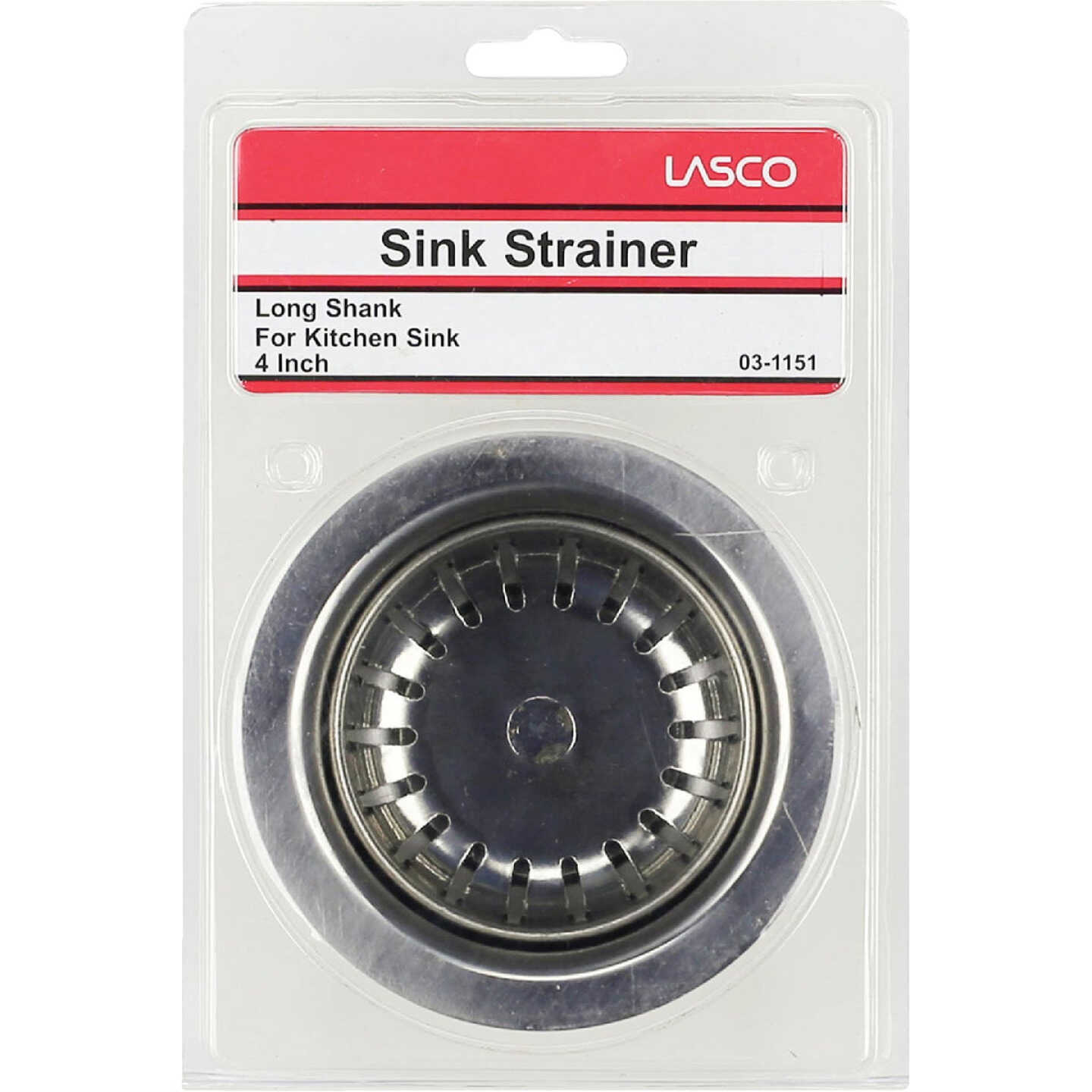 Lasco 3-1/2 In. Chrome Plated Stainless Steel Long Shank Basket Strainer Assembly Image 2