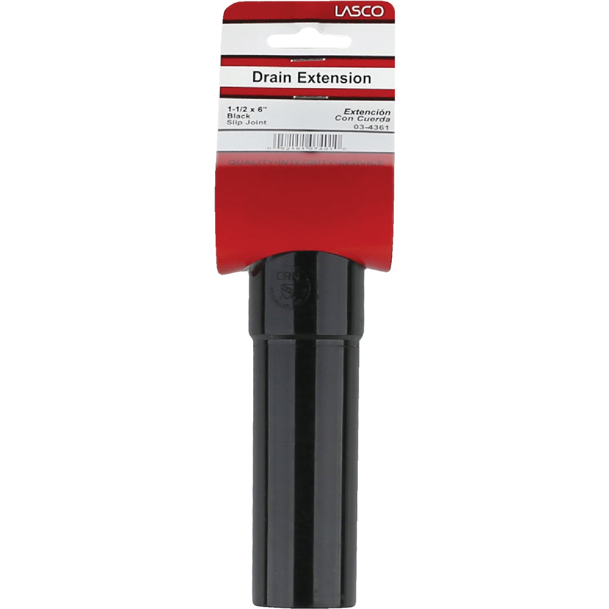 Lasco 1-1/2 In. OD x 6 In. L Black Plastic Extension Tube Image 2
