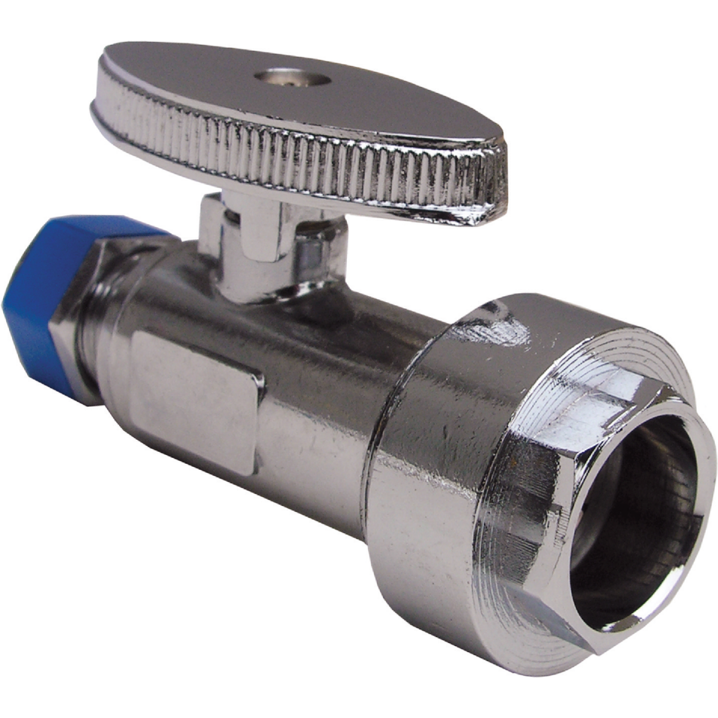 Lasco 5/8 In. Copper or CPVC Inlet x 3/8 In. C Outlet Brass Quarter Turn Straight Stop Valve Image 1