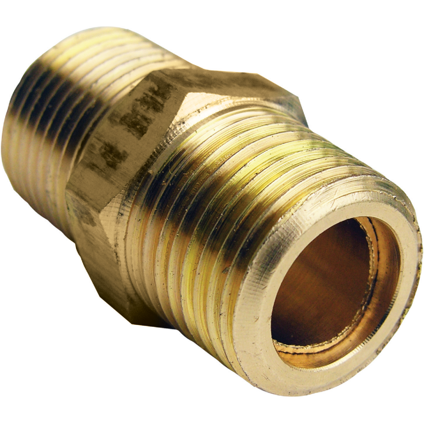 Lasco 3/8 In. MPT x 3/8 In. MPT Brass Hex Nipple Image 1