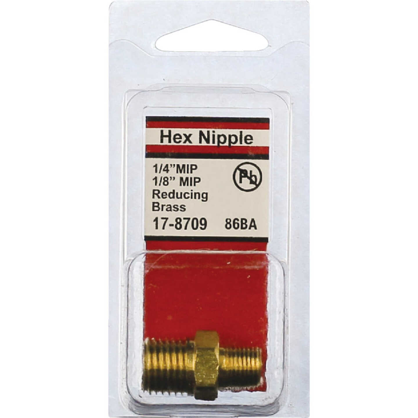 Lasco 1/4 In. MPT x 1/8 In. MPT Brass Hex Nipple Image 2