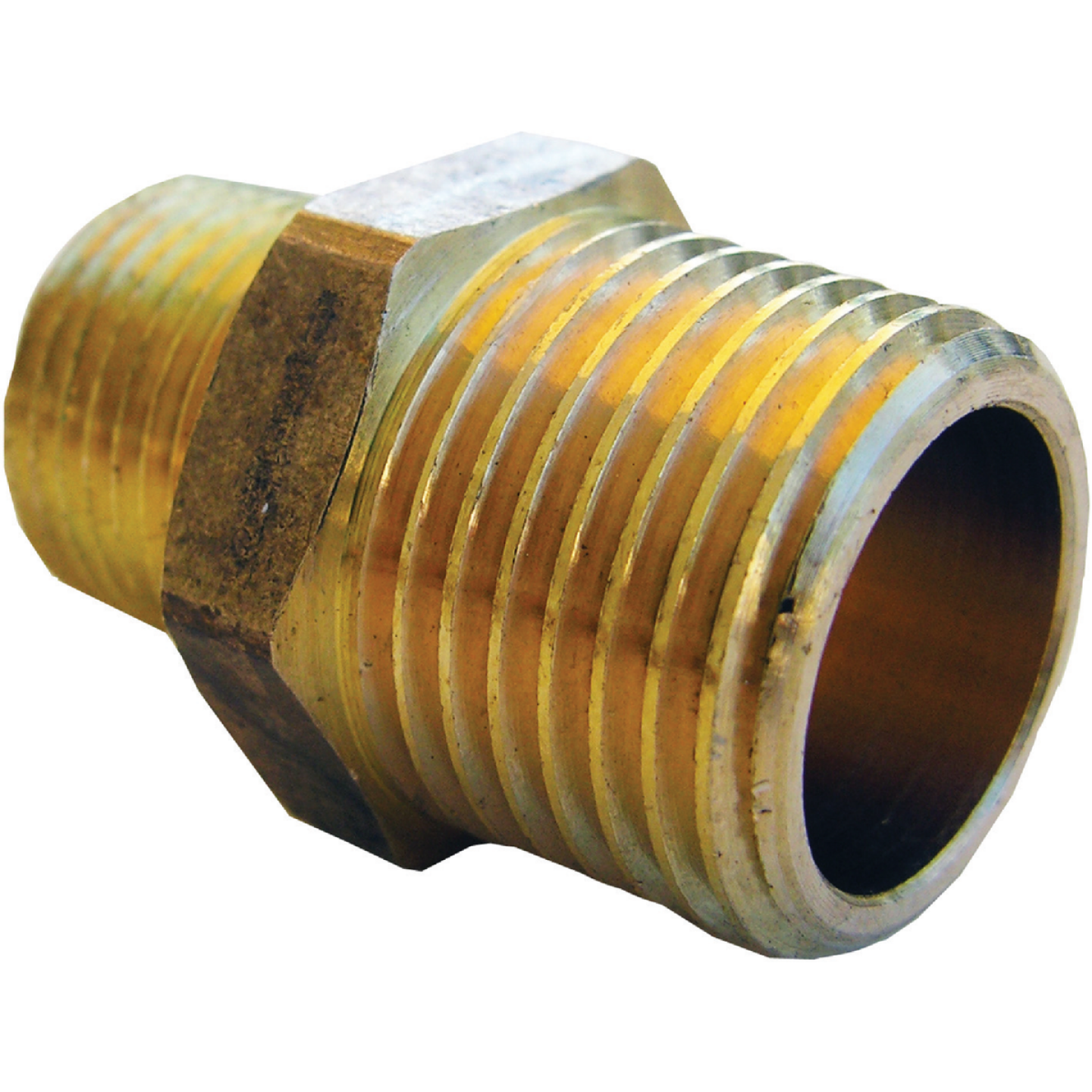 Lasco 3/4 In. MPT x 1/2 In. MPT Brass Hex Nipple Image 1