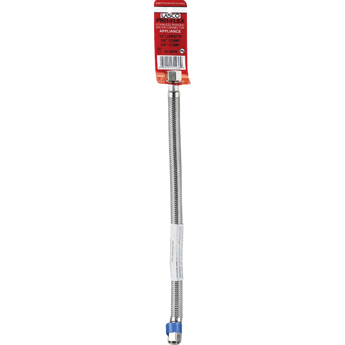 Lasco 3/8 In.C x 3/8 In.C x 12 In. L Braided Stainless Steel Flex Line Appliance Water Connector Image 2