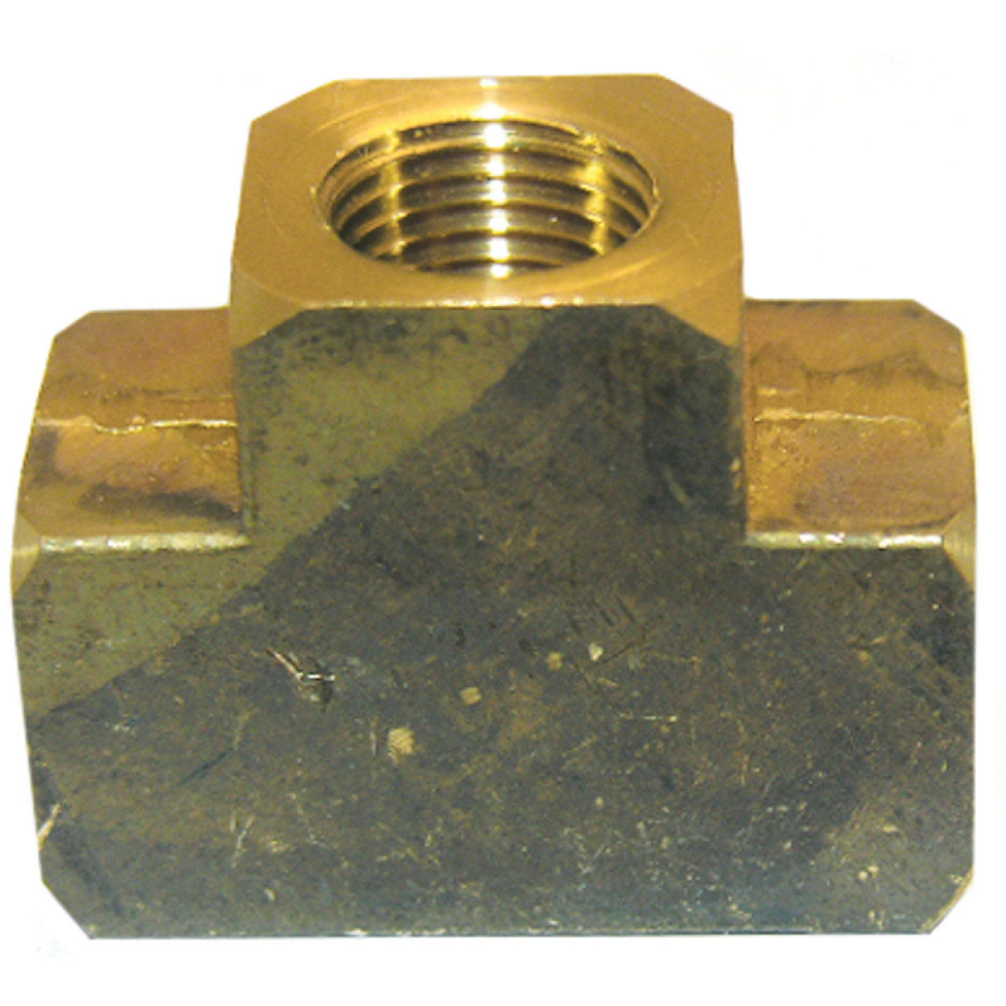 Lasco 1/8 In. FPT Yellow Brass Tee Image 1