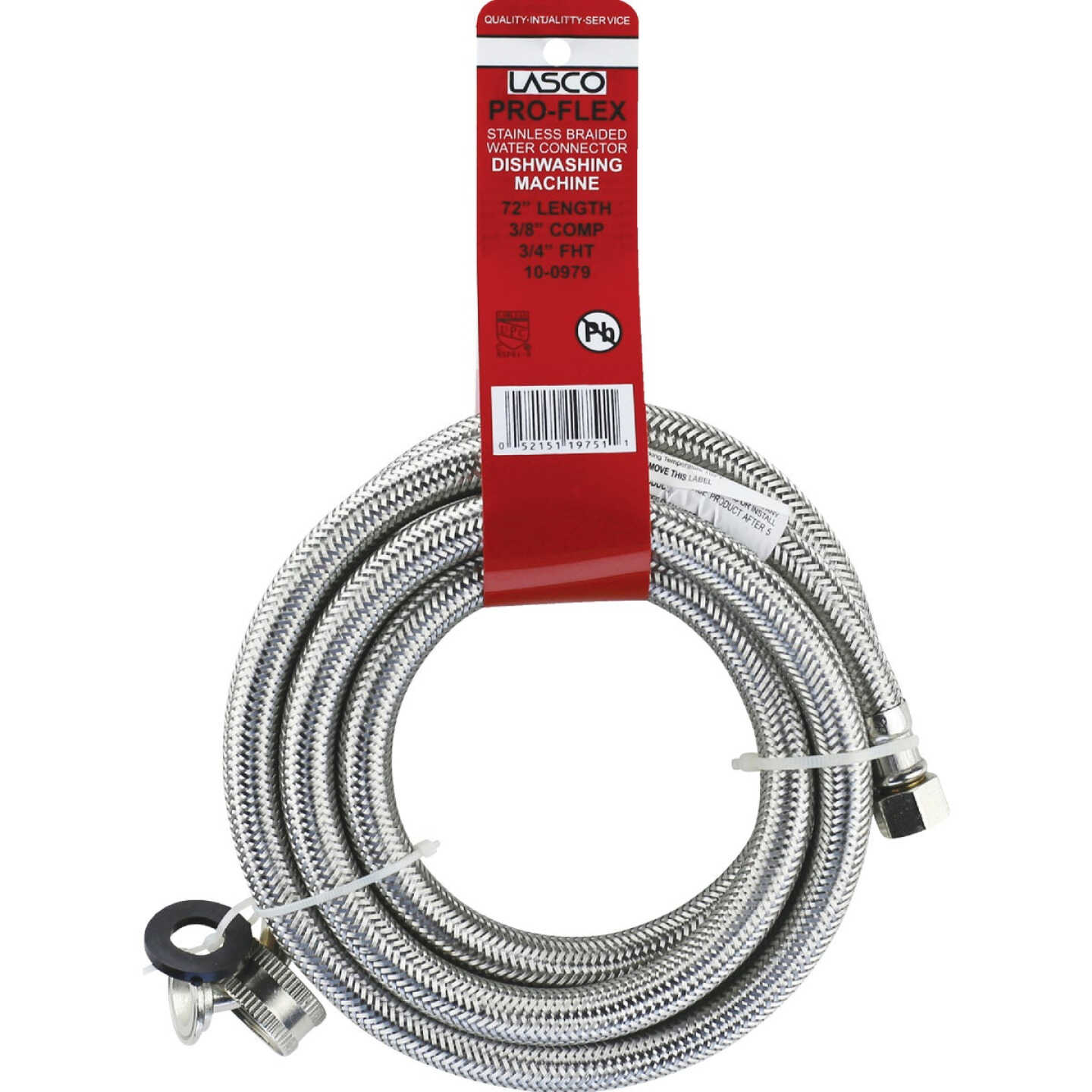 Lasco 3/8 In. x 3/4 In. x 72 In. L Stainless Steel Dishwasher Connector Image 2