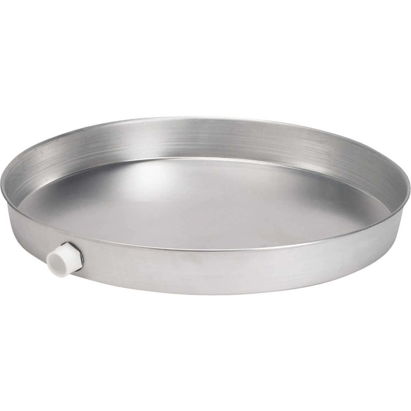 Oatey 28 In. Dia. Aluminum Water Heater Drain Pan with 1-1/2 In. PVC Fitting Image 1