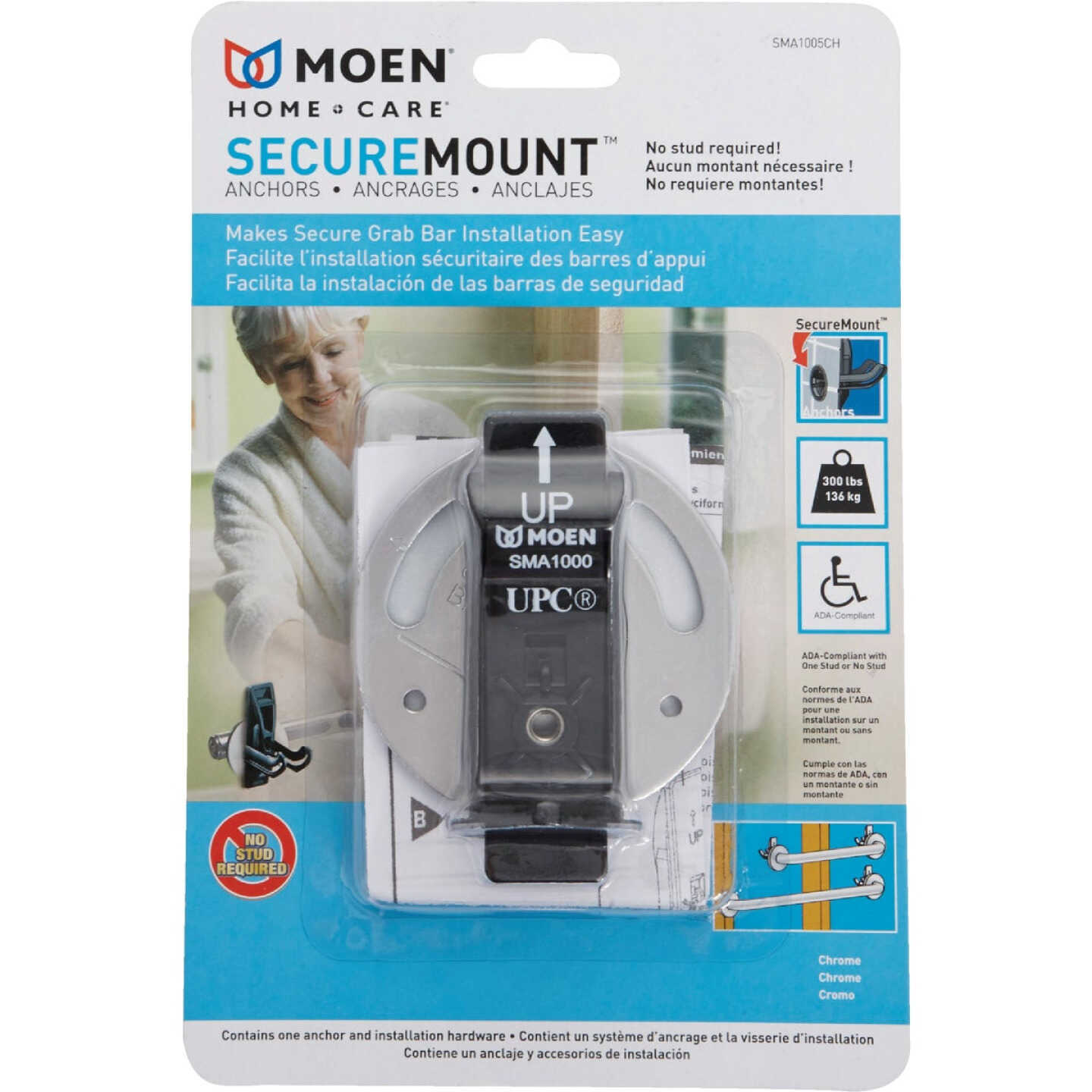 Moen Home Care 300 Lb. Stainless Steel Grab Bar Mounting Anchor Image 3