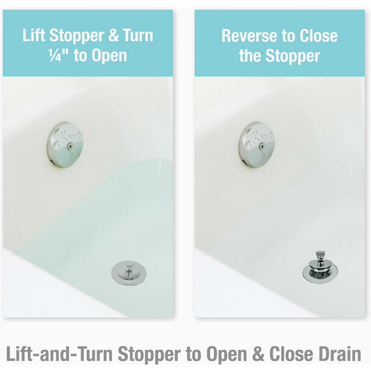 Danco Lift & Turn 3/8 In. & 5/16 In. Thread Tub Drain Stopper Cartridge in Chrome Image 2