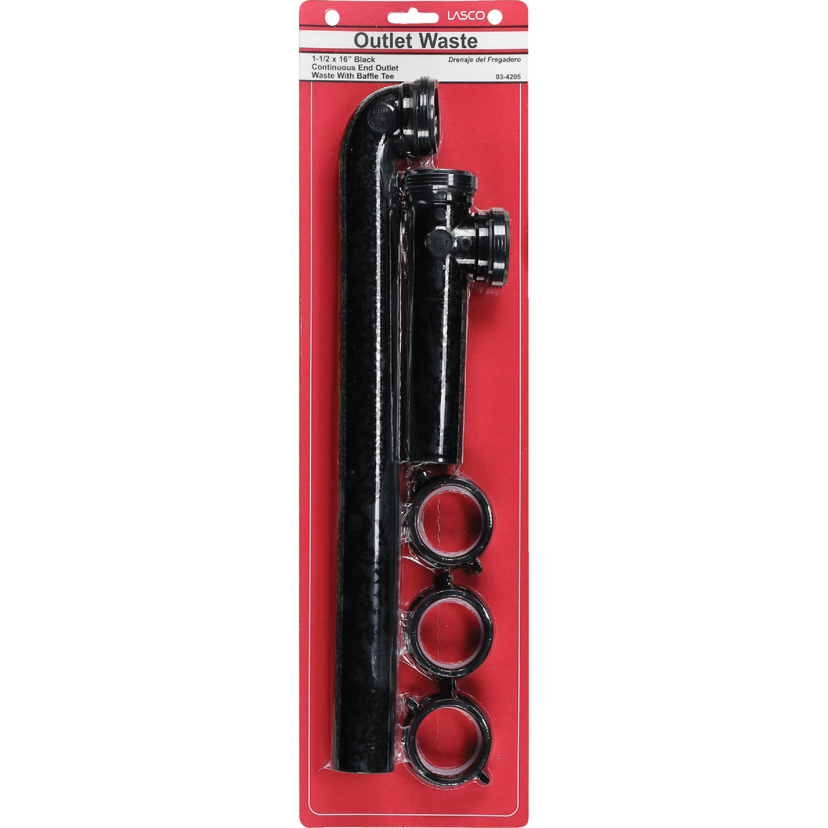 Lasco 1-1/2 In. OD x 16 In. Black Plastic End Outlet Waste Image 2