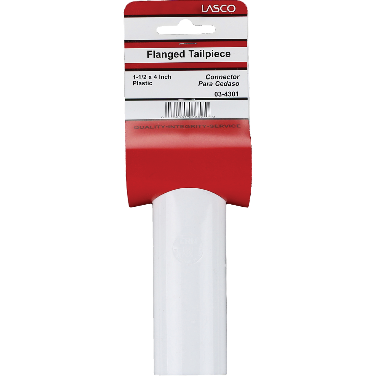 Lasco 1-1/2 In. OD x 4 In. White Plastic Tailpiece Image 2