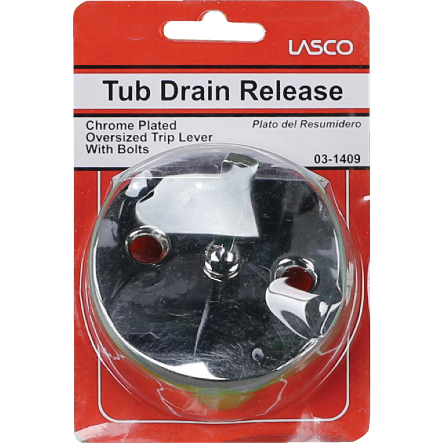 Lasco Two-Hole Chrome Oversized Bath Drain Face Plate with Trip Lever Image 1