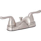 Home Impressions Brushed Nickel 2-Handle Knob 4 In. Centerset Bathroom Faucet with Pop-Up Image 1