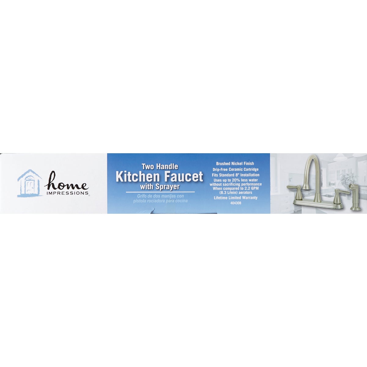 Home Impressions 2-Handle Traditional Lever Kitchen Faucet Side Spray, Brushed Nickel Image 2