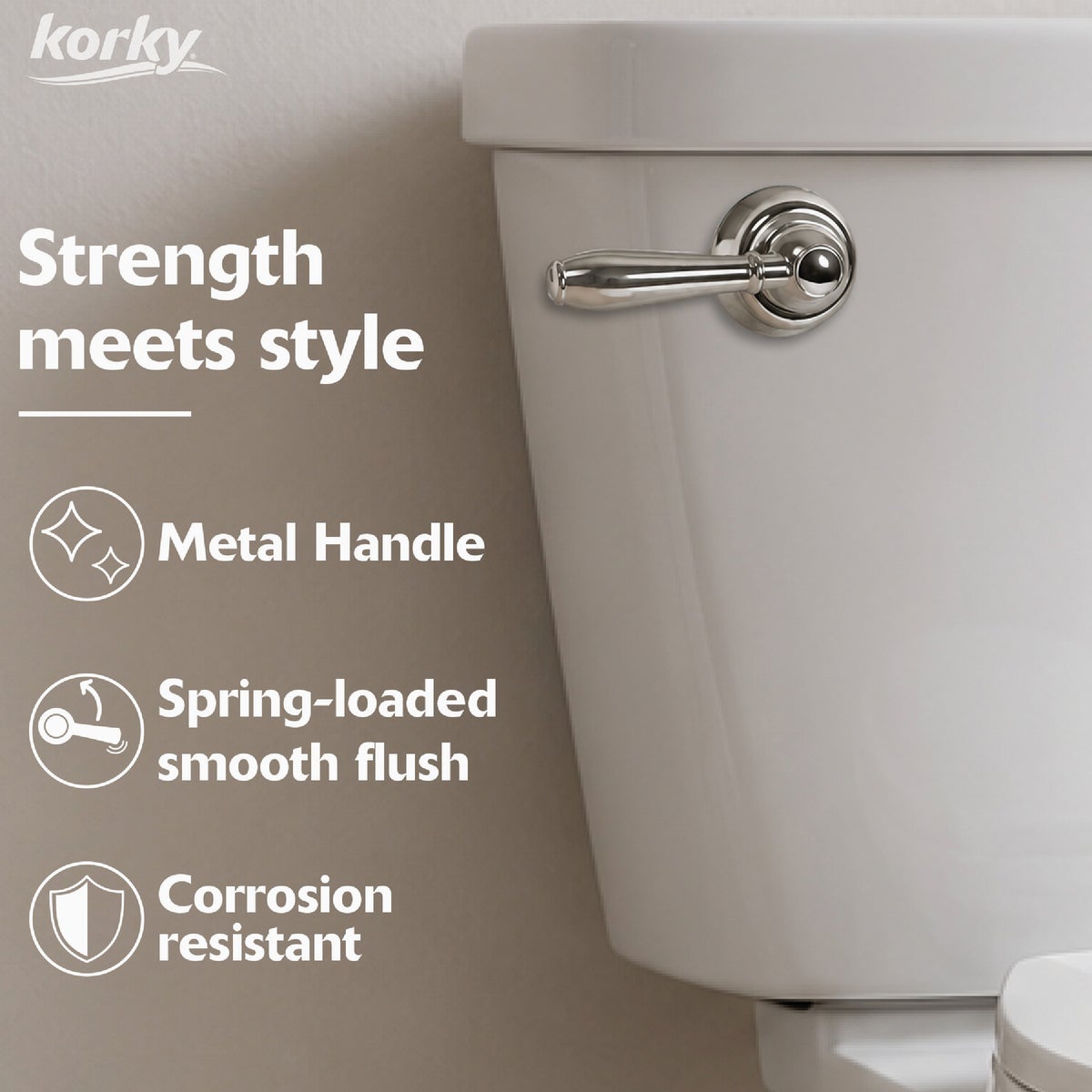 Korky StrongARM Universal Chrome Tank Lever with Faucet Style Handle Image 4