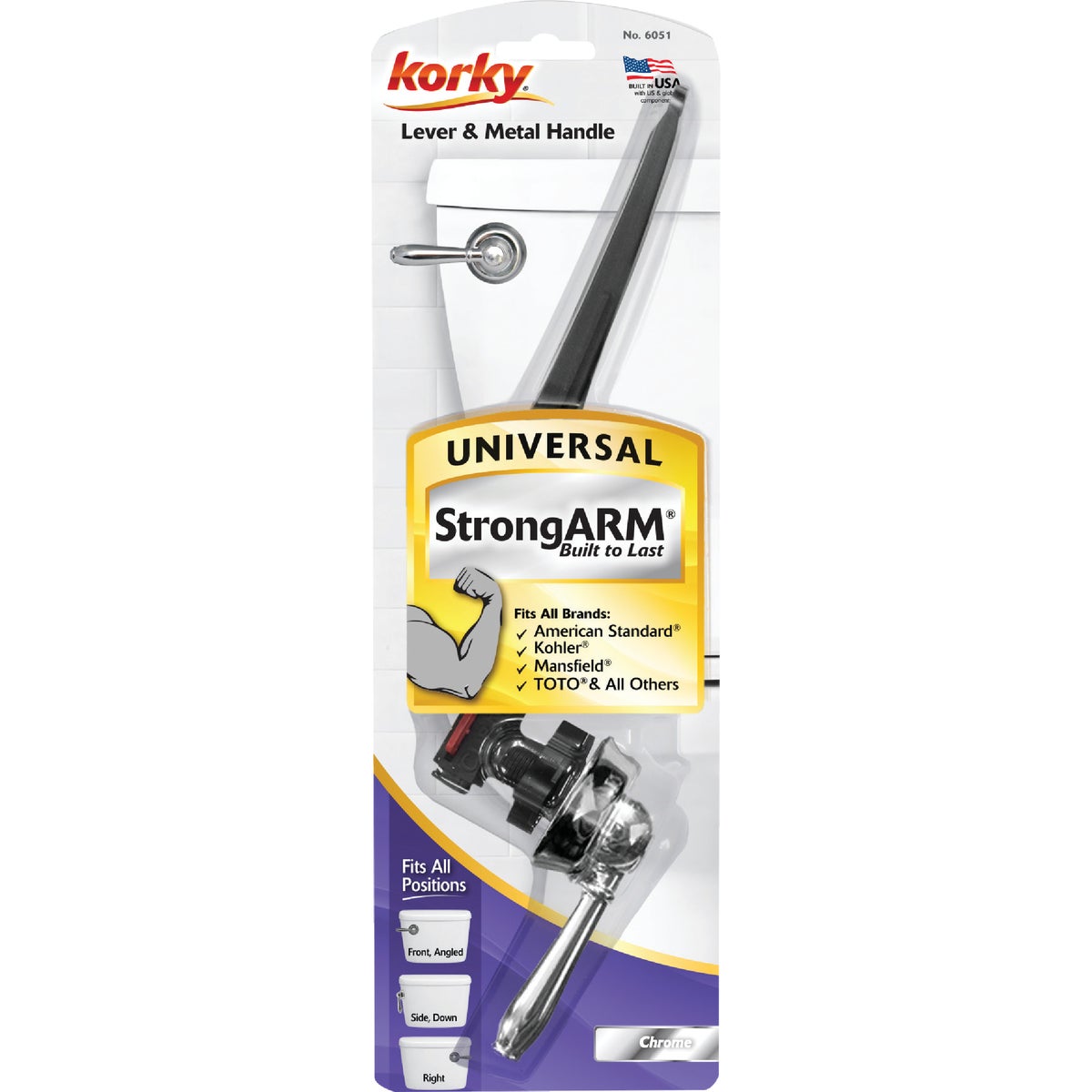Korky StrongARM Universal Chrome Tank Lever with Faucet Style Handle