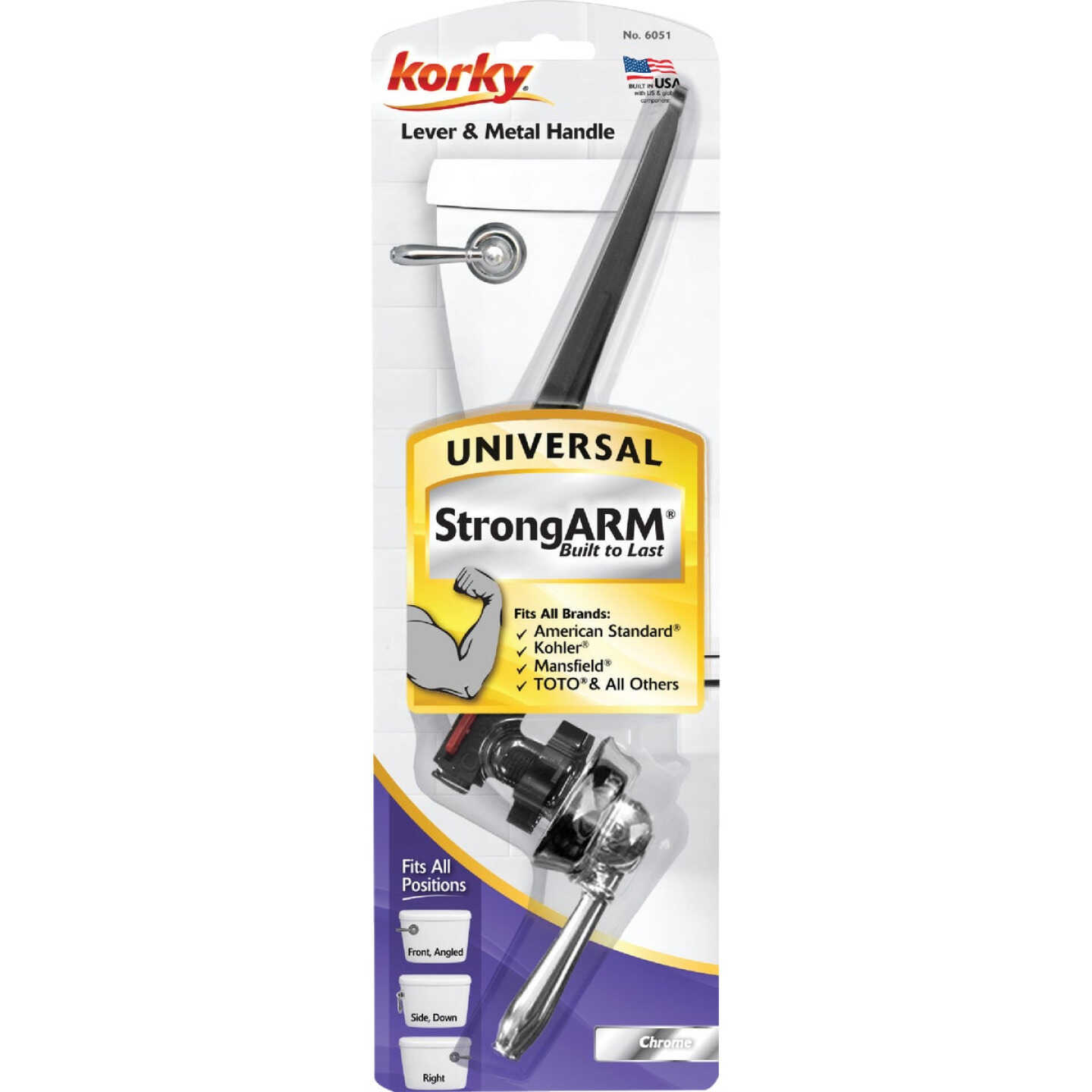 Korky StrongARM Universal Chrome Tank Lever with Faucet Style Handle Image 1