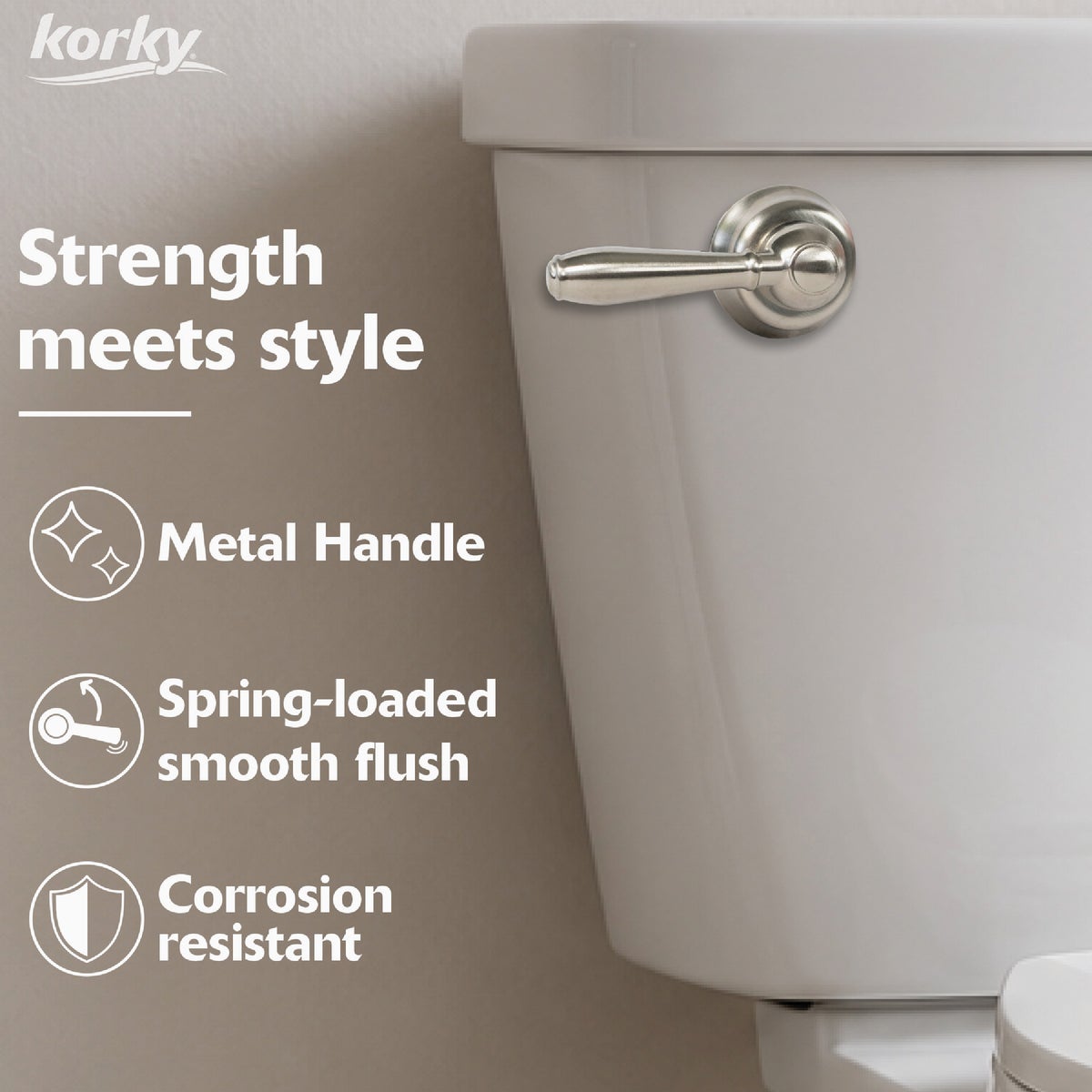 Korky StrongARM Universal Brushed Nickel Tank Lever with Faucet Style Handle Image 5