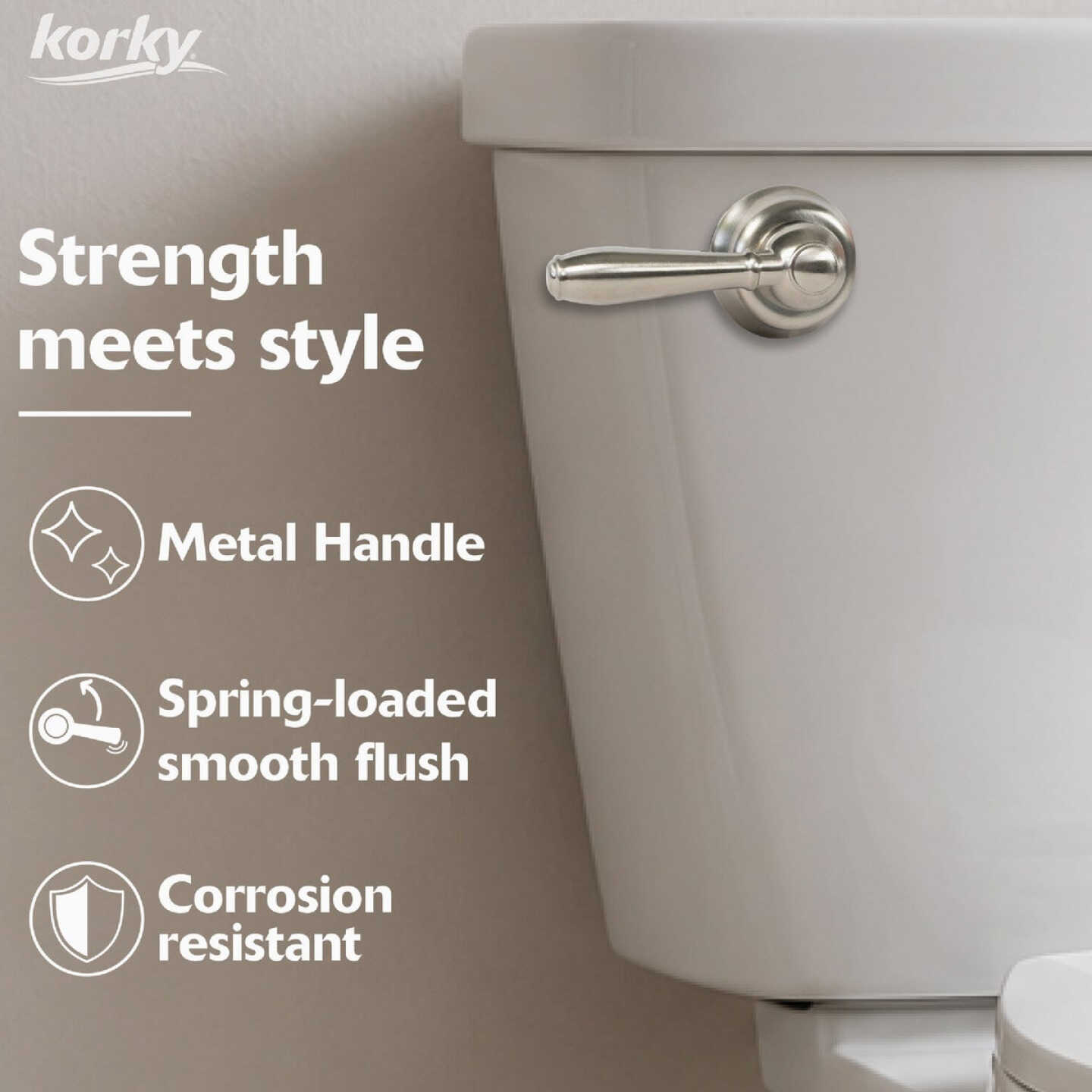 Korky StrongARM Universal Brushed Nickel Tank Lever with Faucet Style Handle Image 5