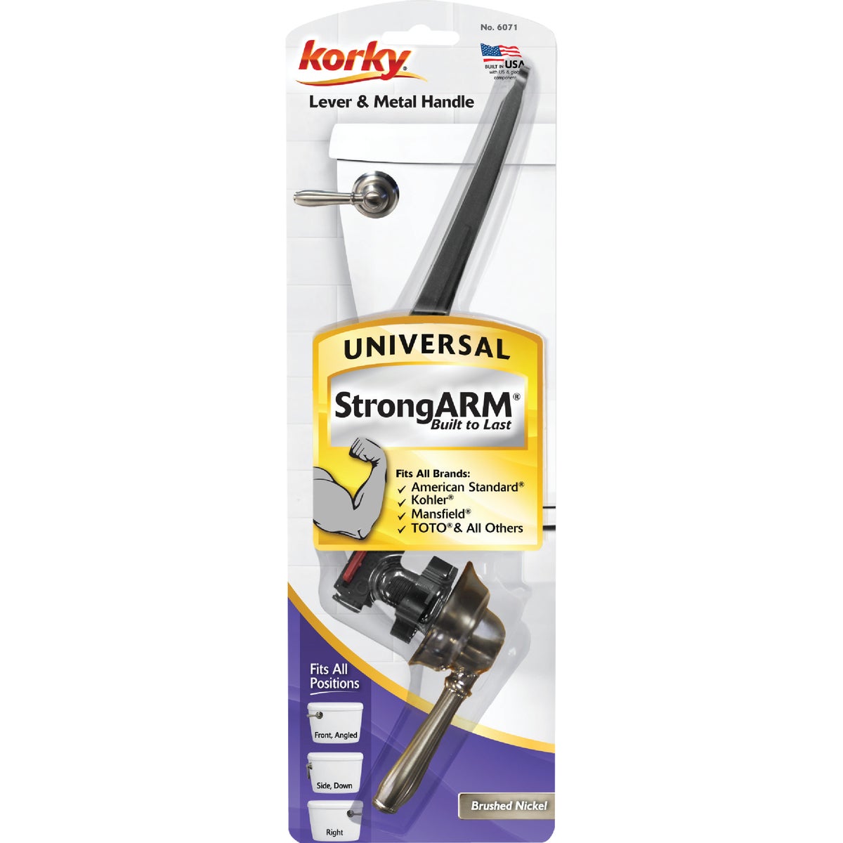 Korky StrongARM Universal Brushed Nickel Tank Lever with Faucet Style Handle