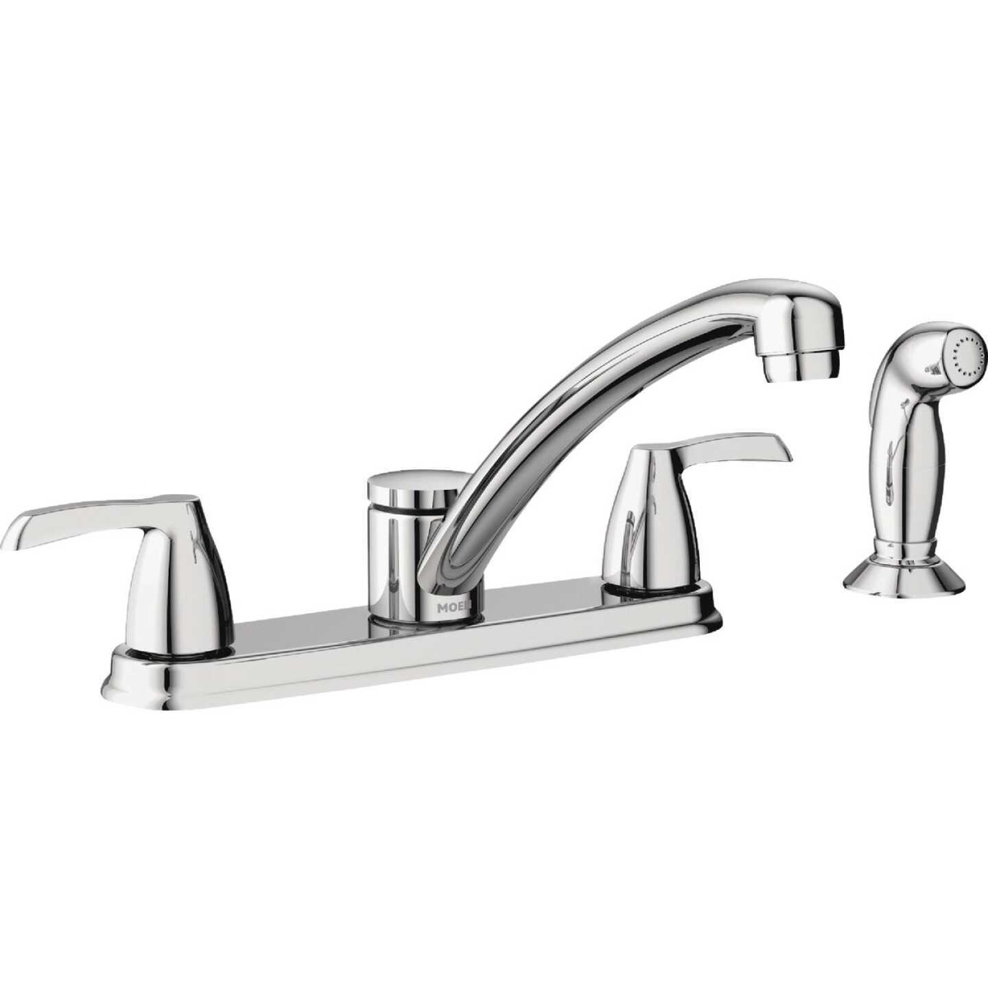 Moen Adler 2-Handle Lever Or Knob Kitchen Faucet with Side Spray, Chrome Image 1