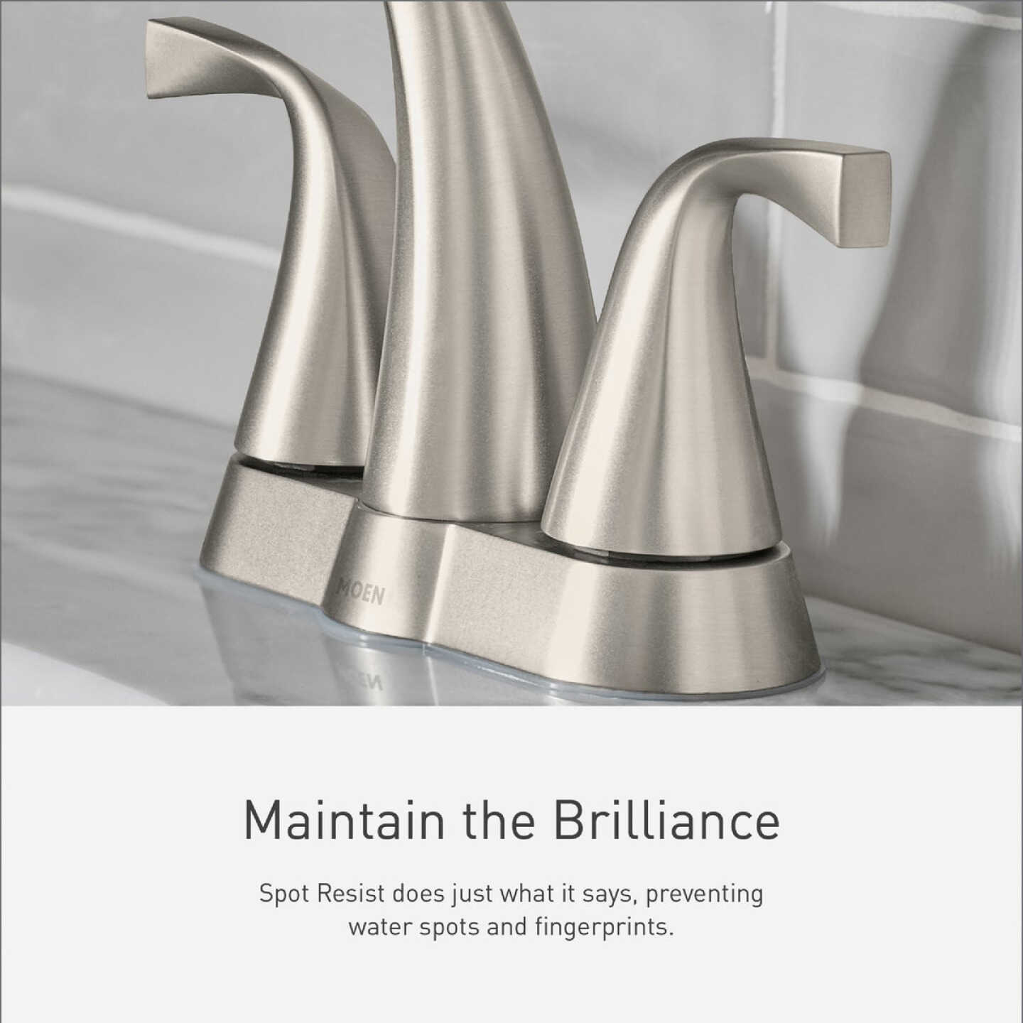Moen Adler 2-Handle Lever Centerset Bathroom Faucet with Pop-Up, Spot Resist Brushed Nickel Image 3