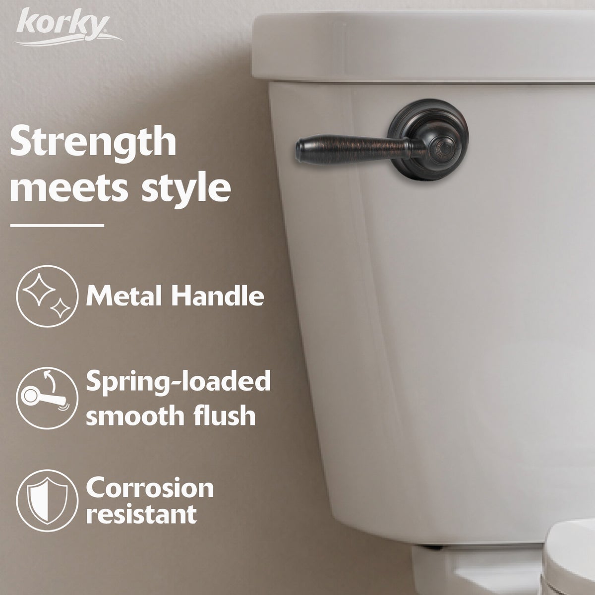 Korky StrongARM Universal Oil-Rubbed Bronze Tank Lever with Faucet Style Handle Image 4