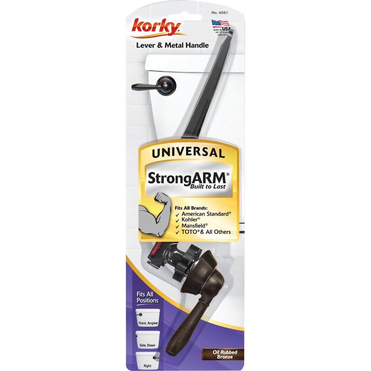 Korky StrongARM Universal Oil-Rubbed Bronze Tank Lever with Faucet Style Handle