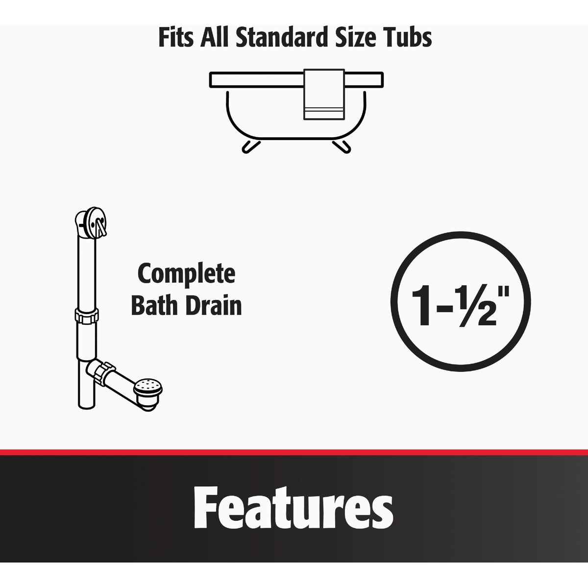 Keeney Foot Lok Stop Plastic Bath Drain with Polished Chrome Trim Image 3
