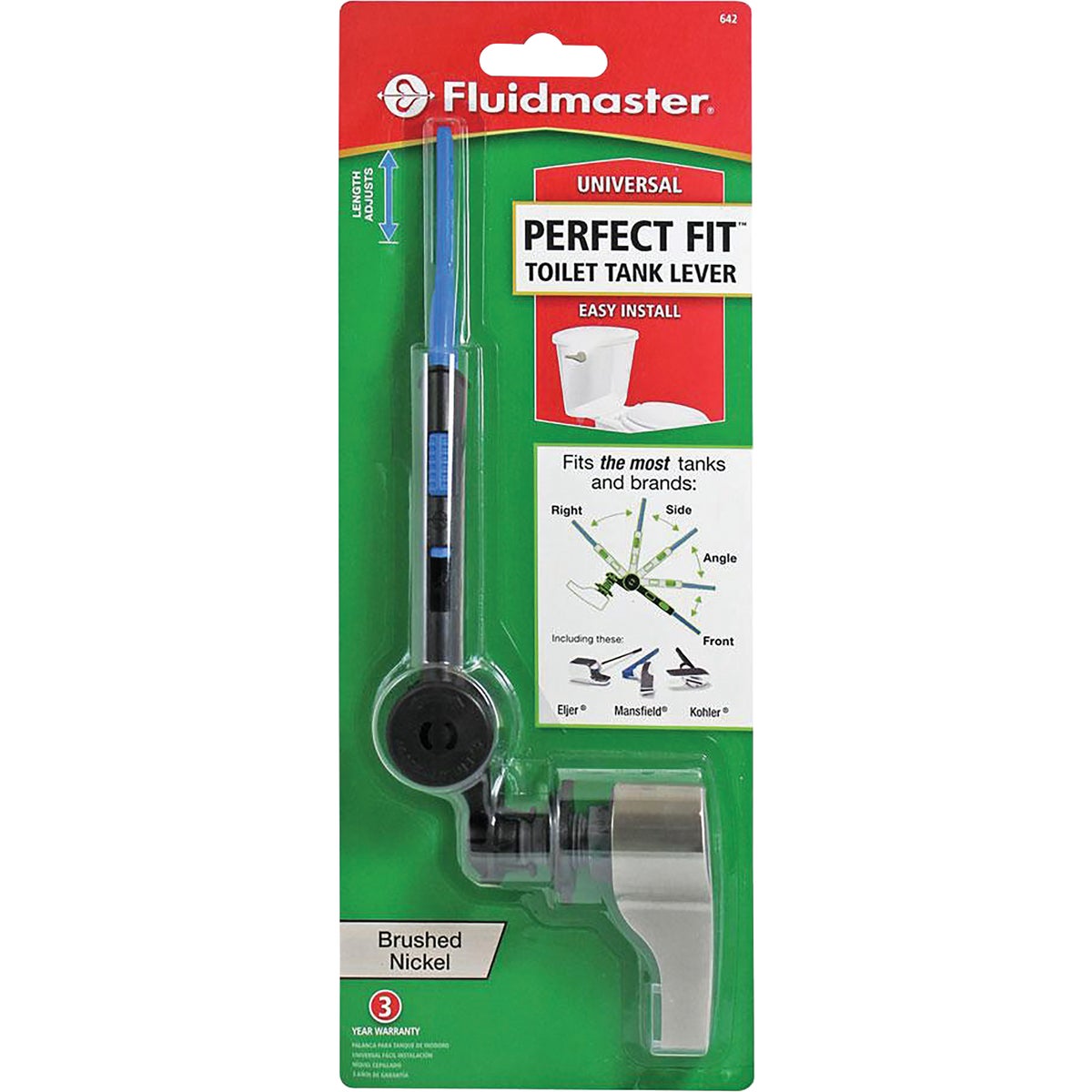 Fluidmaster Perfect Fit Brushed Nickel Toilet Tank Lever Image 2