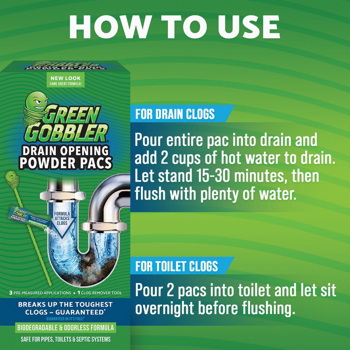 Green Gobbler 6.53 Oz. Granular Pac Drain Opener (3-Pack) Image 5