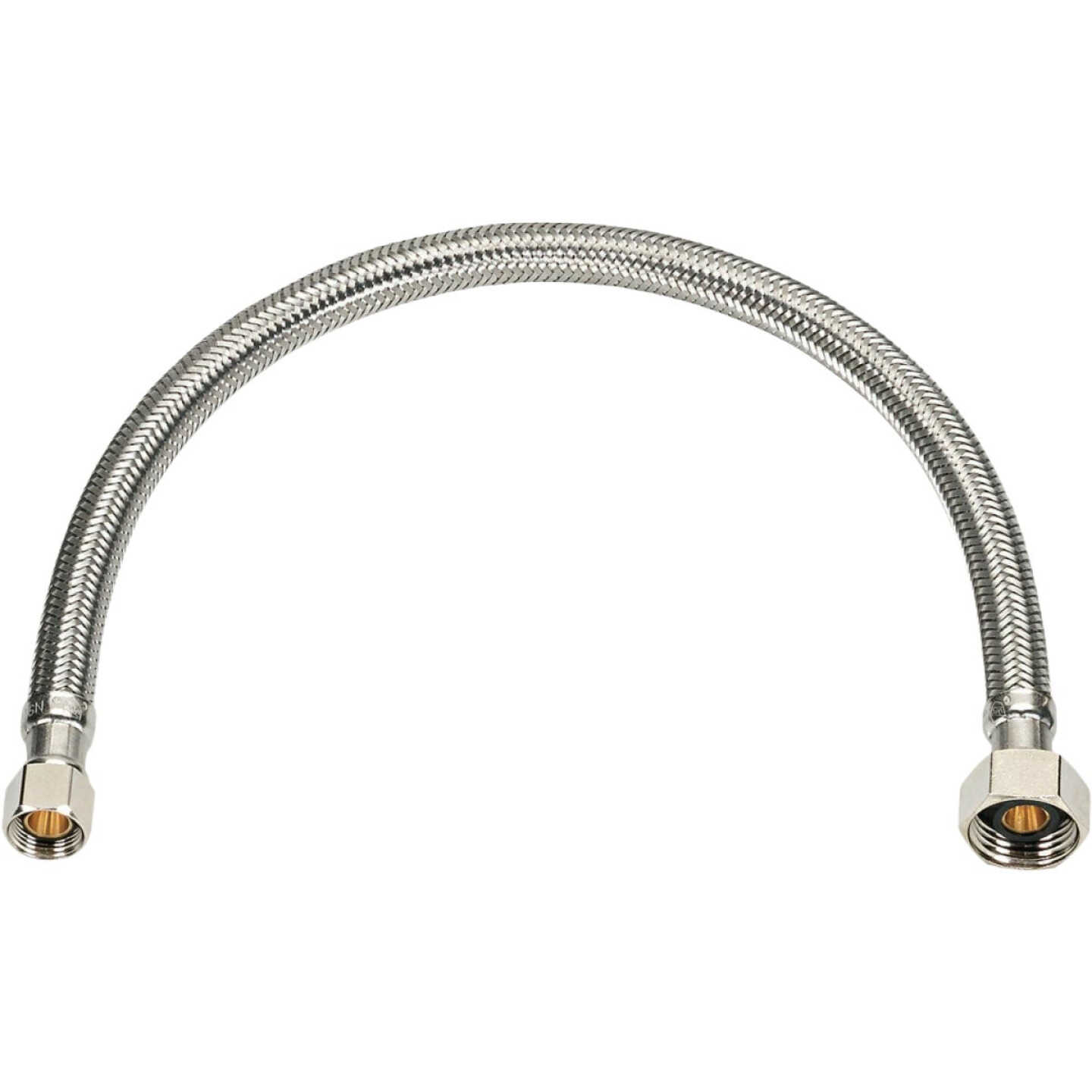 Homewerks 3/8 In. OD x 1/2 In. IPS x 9 In. Braided Stainless Steel Faucet Supply Line Image 1