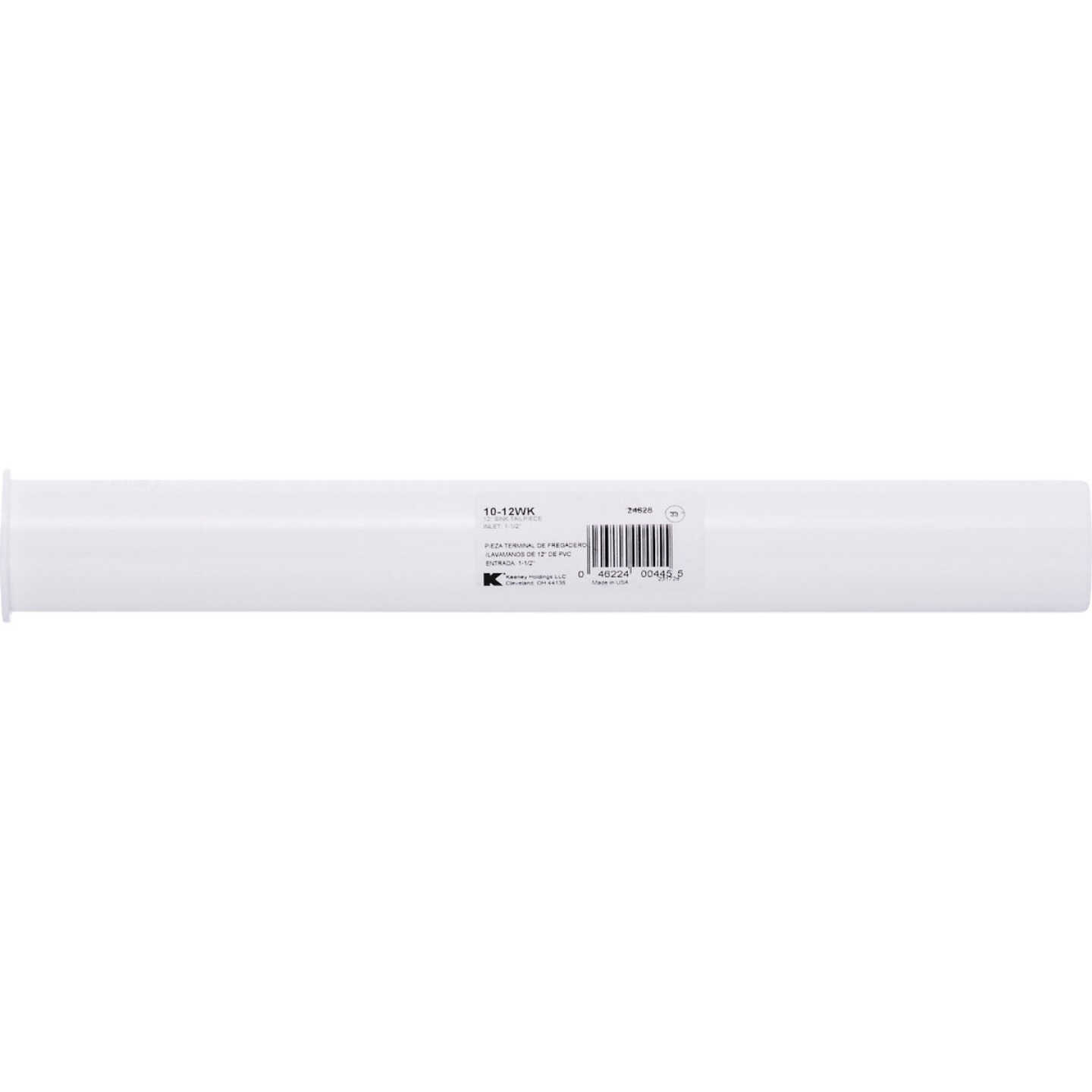 Keeney 1-1/2 In. x 12 In. White Plastic Flanged Sink Tailpiece Image 1