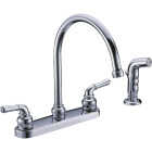 Compass Manufacturing 5202C-WS Brookfield 2-Handle Chrome Hi Rise Kitchen Faucet With Spray Image 1