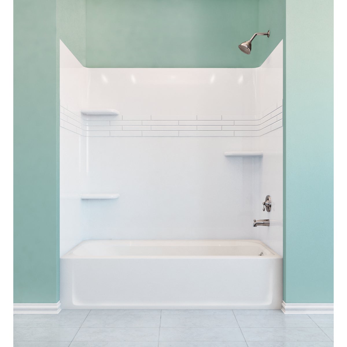 Mustee Topaz 60 In. L. x 59 In. H x 32 In. D. 3-Piece Alcove Tub Wall Kit in White
