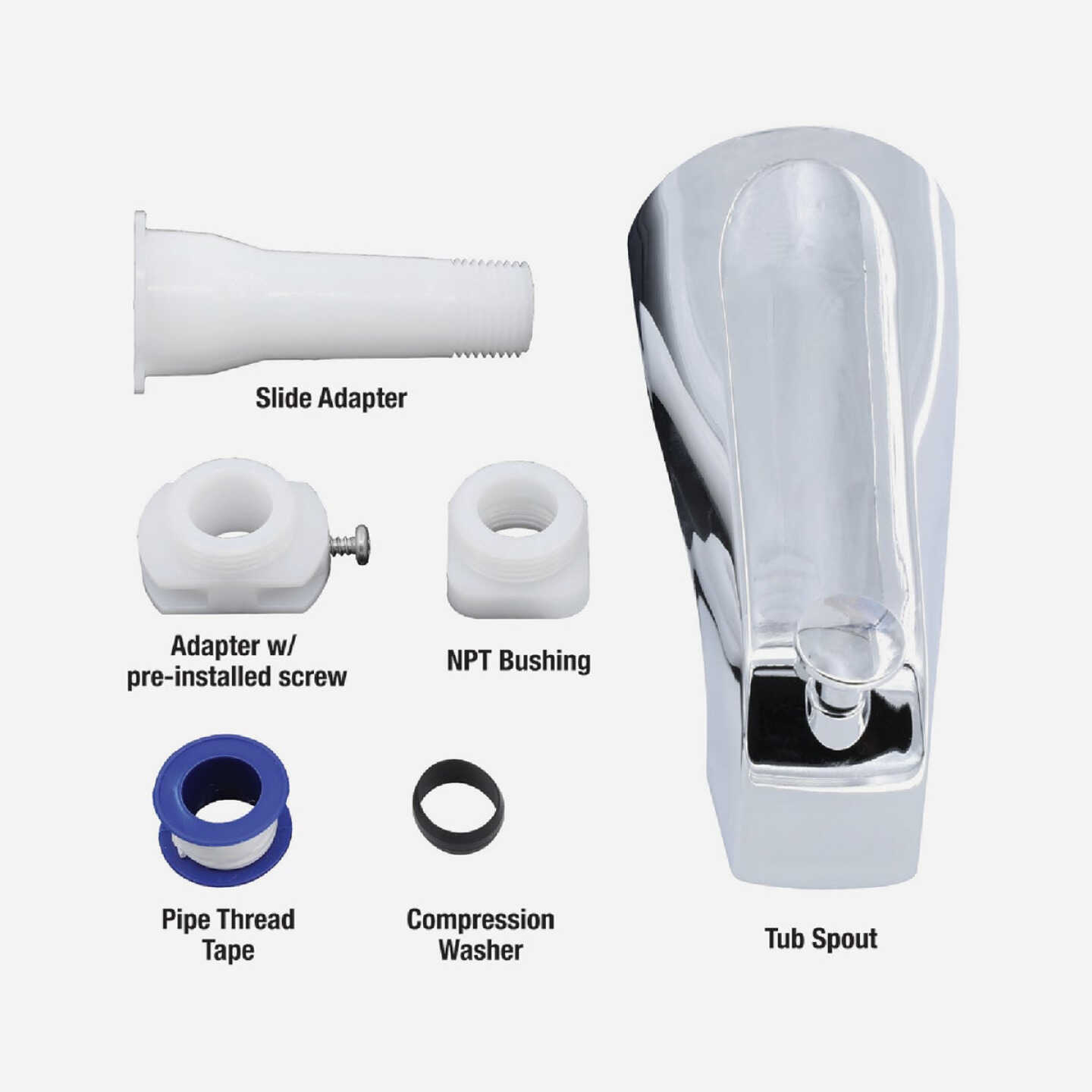 Danco 6 In. Universal Fit Chrome Bathtub Spout with Diverter Image 2