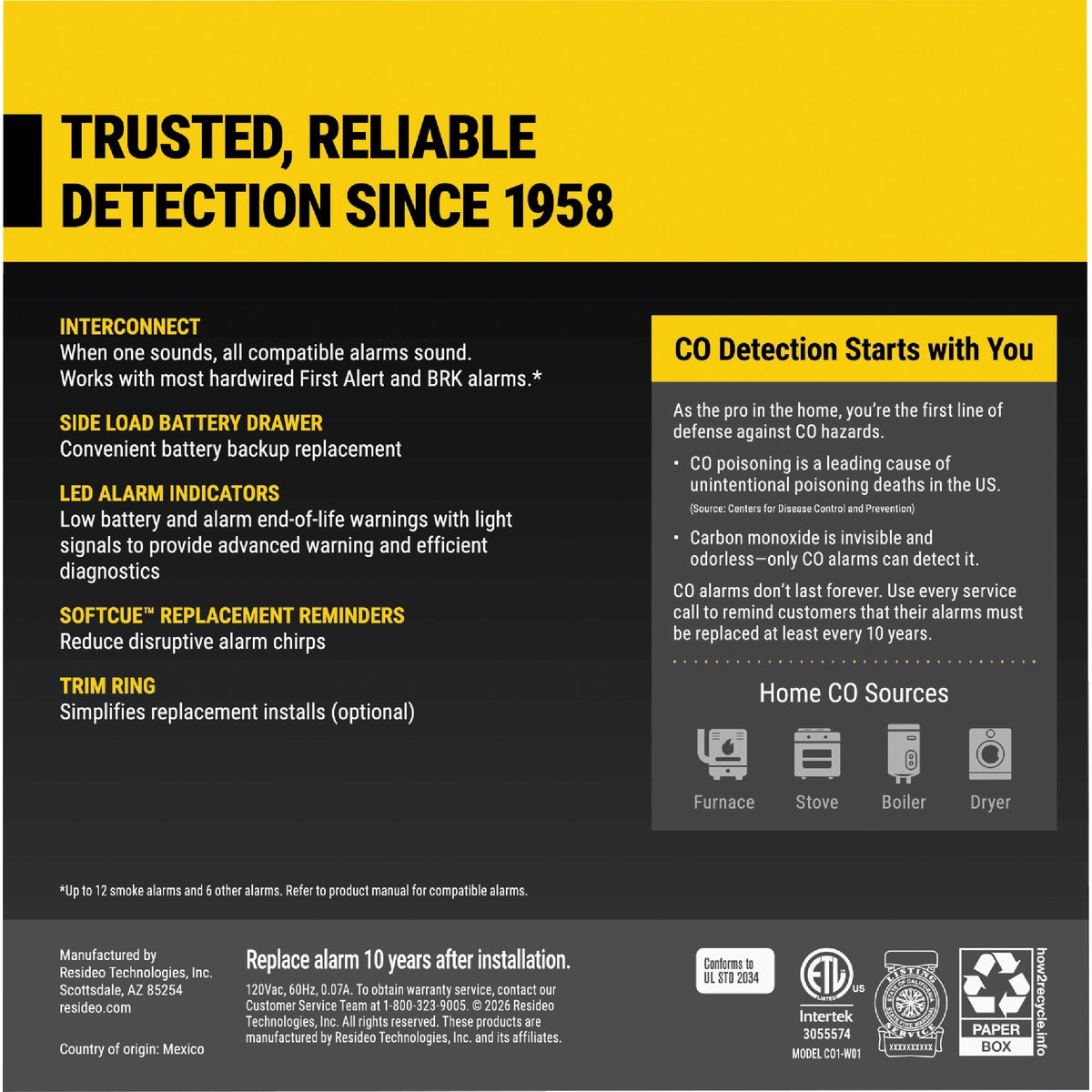 BRK CO5120BN Hardwired 120V Electrochemical Carbon Monoxide Alarm with Battery Backup Image 2