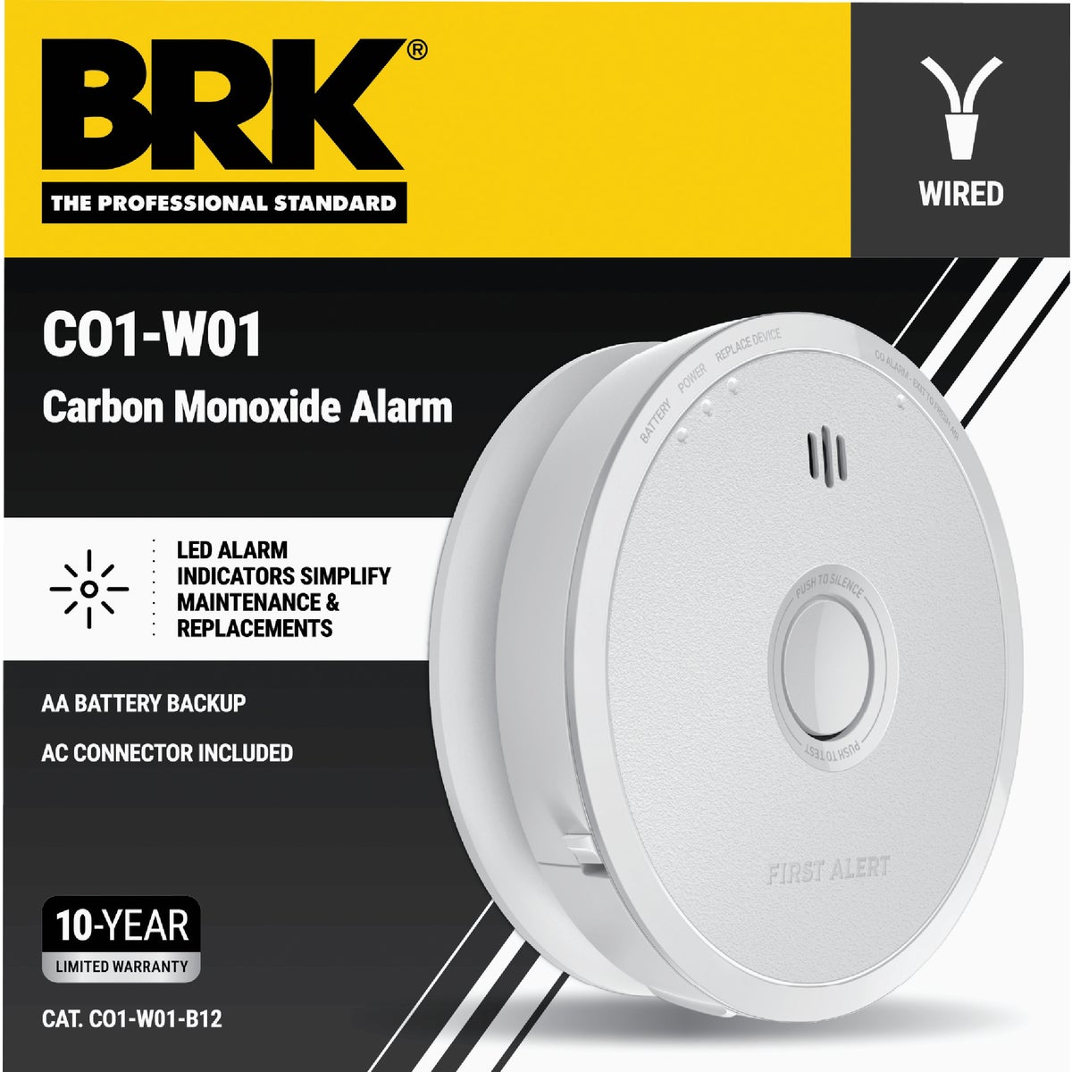 BRK CO5120BN Hardwired 120V Electrochemical Carbon Monoxide Alarm with Battery Backup