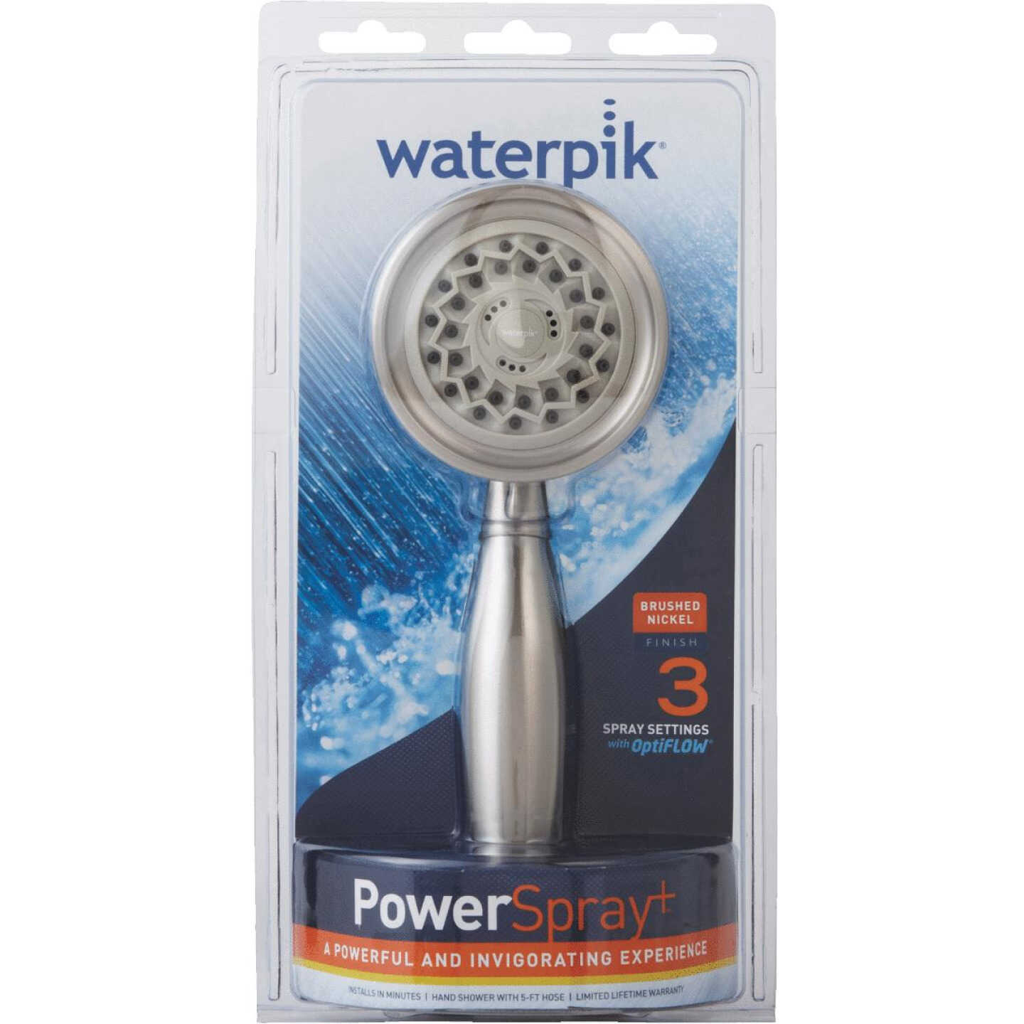 Waterpik PowerSpray 3-Spray 2.5 GPM Brushed Nickel Hand-Held Shower Image 2