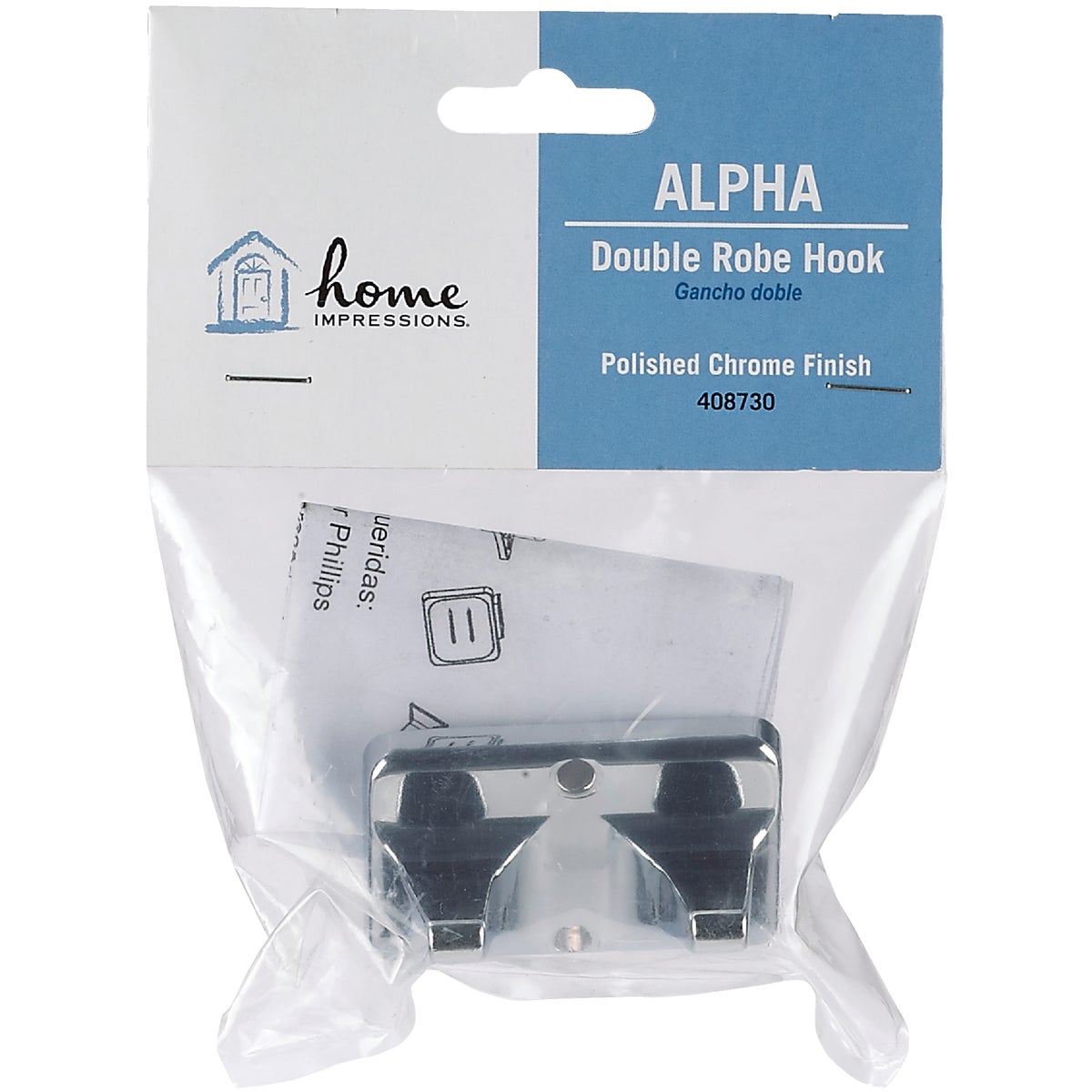 Home Impressions Alpha Chrome Double Robe Hook Image 2