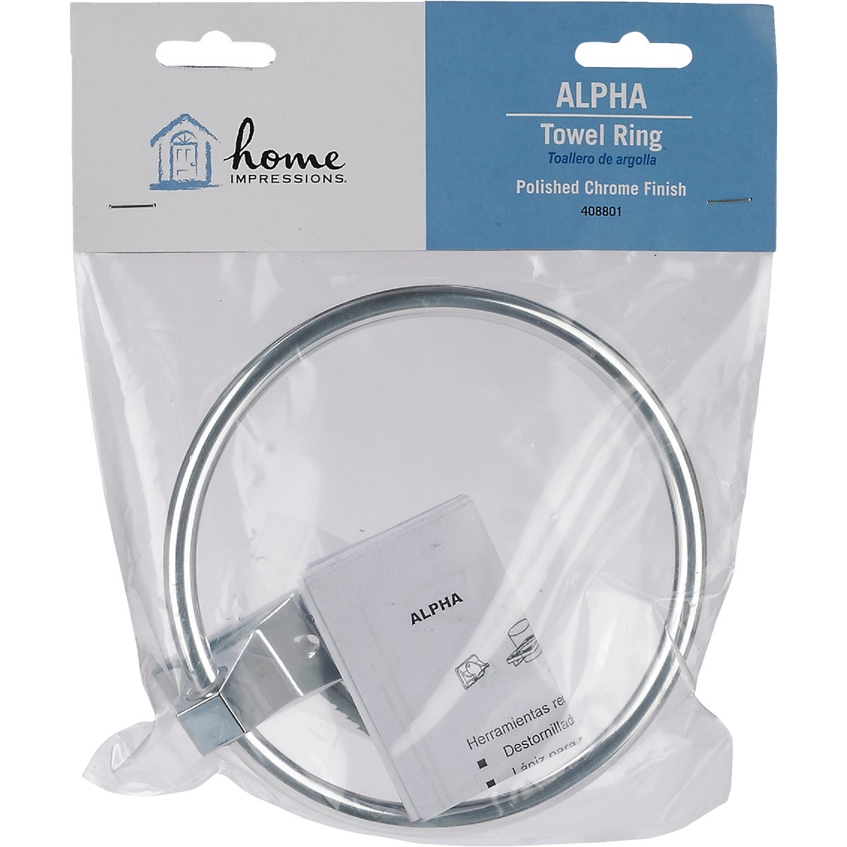 Home Impressions Alpha Chrome Towel Ring Image 2