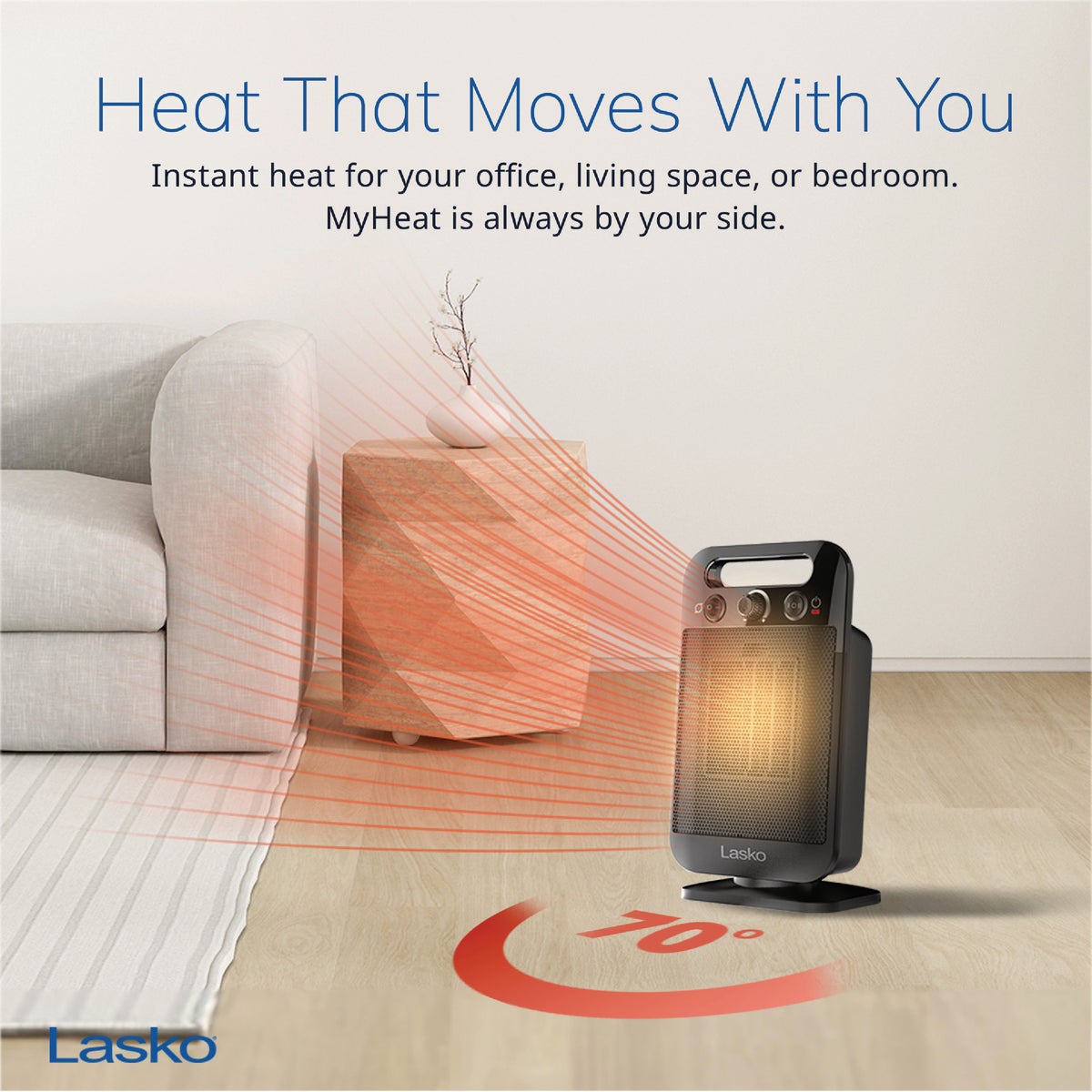 Lasko MyHeat GO Oscillating Ceramic Space Heater with Adjustable Thermostat Image 5