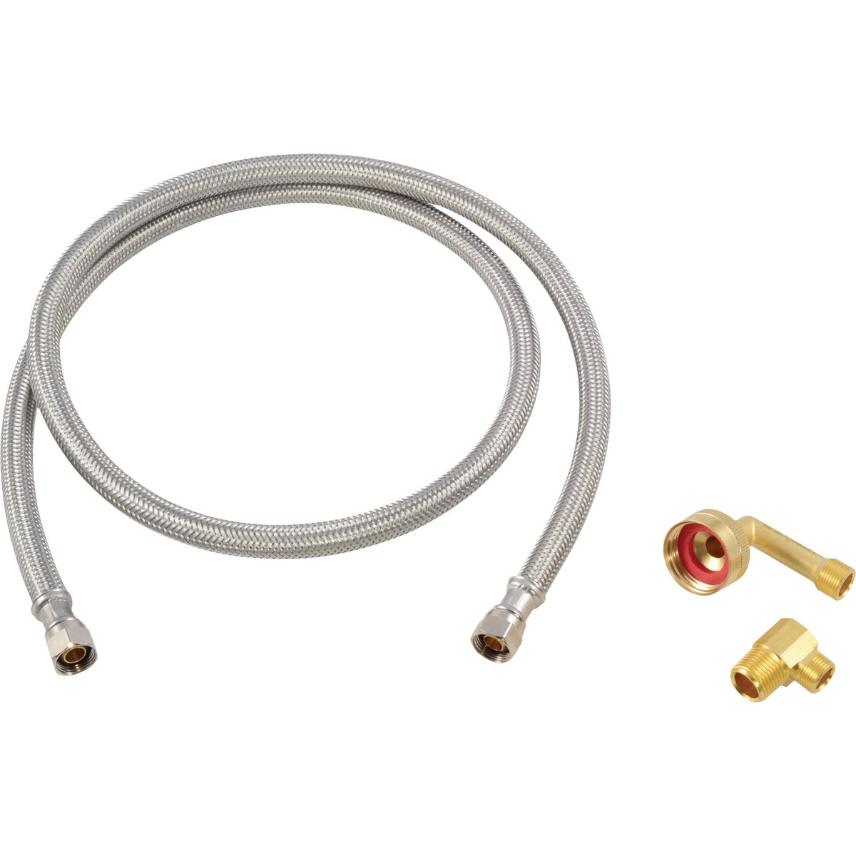 Eastman 3/8 In. Comp x 3/8 In. MIP (or 3/4 In. FHT) x 4 Ft. L. Braided Stainless Steel Universal Dishwasher Installation Kit