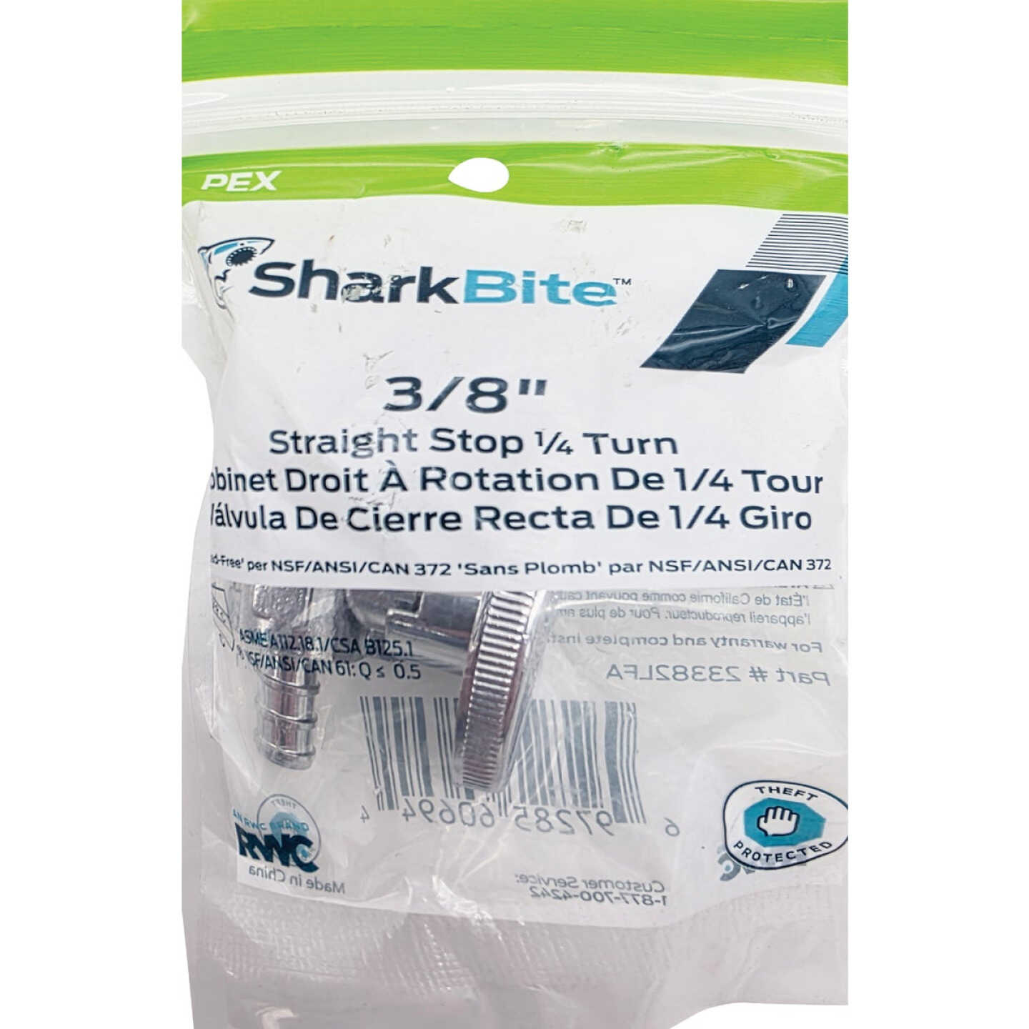 SharkBite 3/8 In. Barb PEX-B Quarter Turn Stop Straight Valve Image 2