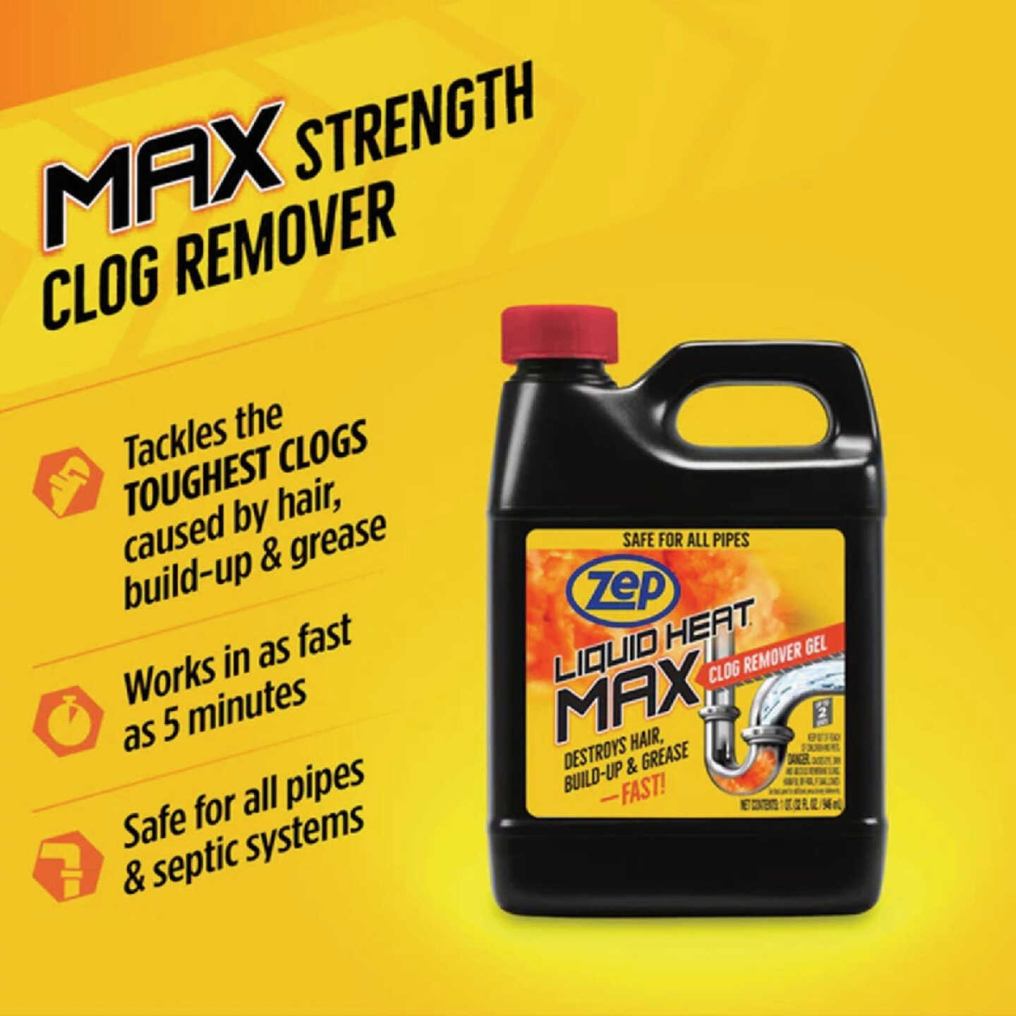 Zep Liquid Heat Max 32 Oz. Clog Remover Gel Image 3