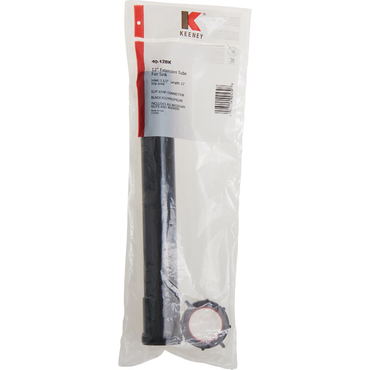 Keeney 1-1/2 In. x 12 In. Black Plastic Slip-Joint Extension Tube Image 2
