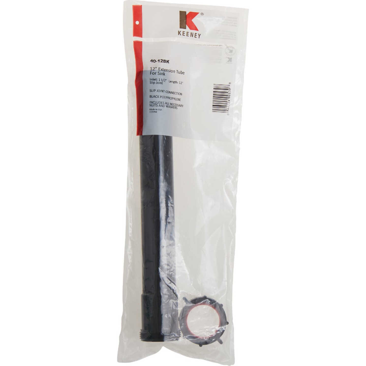 Keeney 1-1/2 In. x 12 In. Black Plastic Slip-Joint Extension Tube Image 2