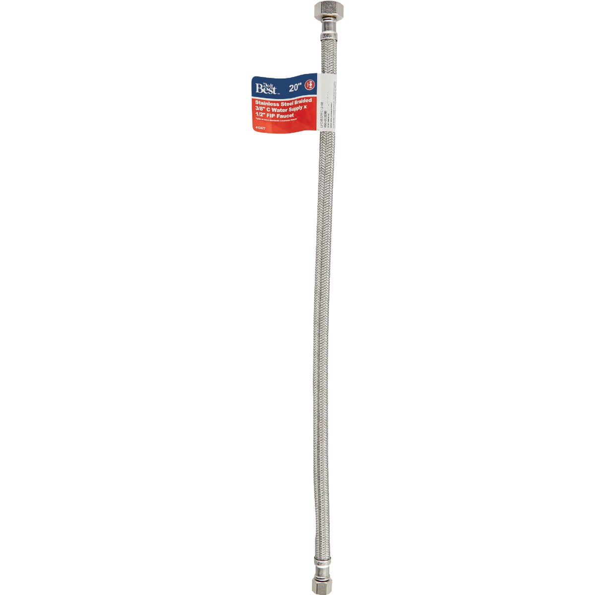 Do it Best 3/8 In. C X 1/2 In. F X 20 In. L. Braided Stainless Steel Faucet Supply Line Image 2